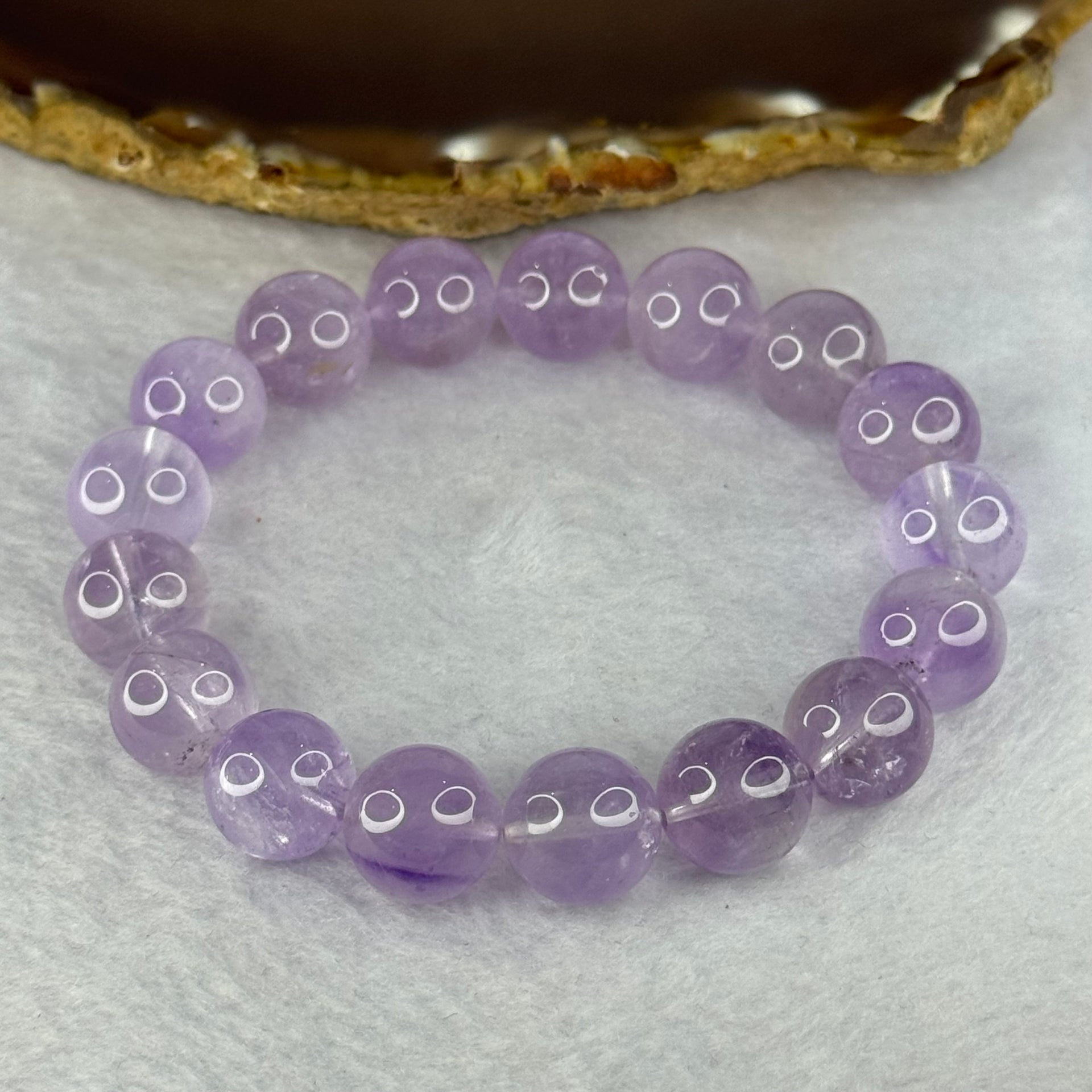 Natural Super 7 Amethyst Beads Bracelet 天然紫超七手链 47.95g 19cm 12.8mm 17 Beads - Huangs Jadeite and Jewelry Pte Ltd