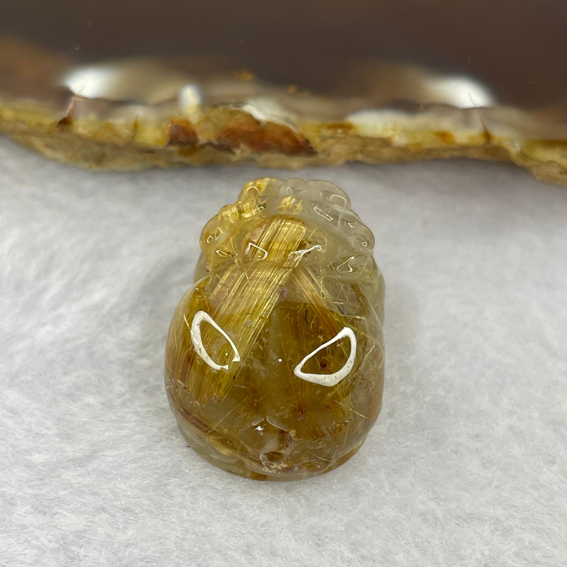 Good Grade Natural Golden Shun Fa Rutilated Quartz Pixiu Charm for Bracelet 天然金顺发水晶貔貅 10.18g 23.9 by 17.2 by 14.3mm - Huangs Jadeite and Jewelry Pte Ltd