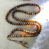 Natural Dark Brownish Yellow Flower Amber Beads Necklace 天然花珀项链 12.58g 58cm 6.6mm 109 Beads