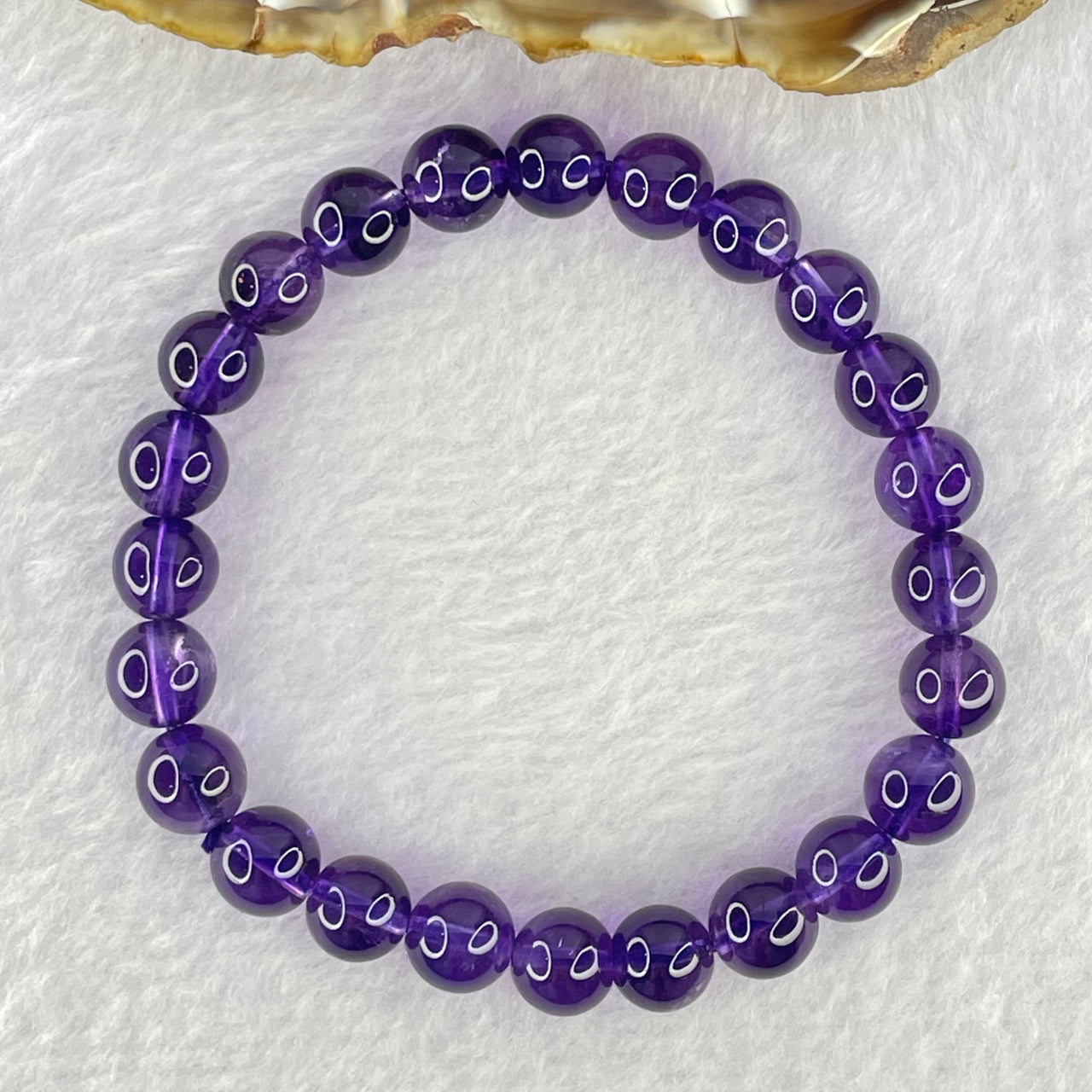 Very Good Grade Natural Amethyst Bracelet 18.03g 16cm 8.3mm 24 Beads