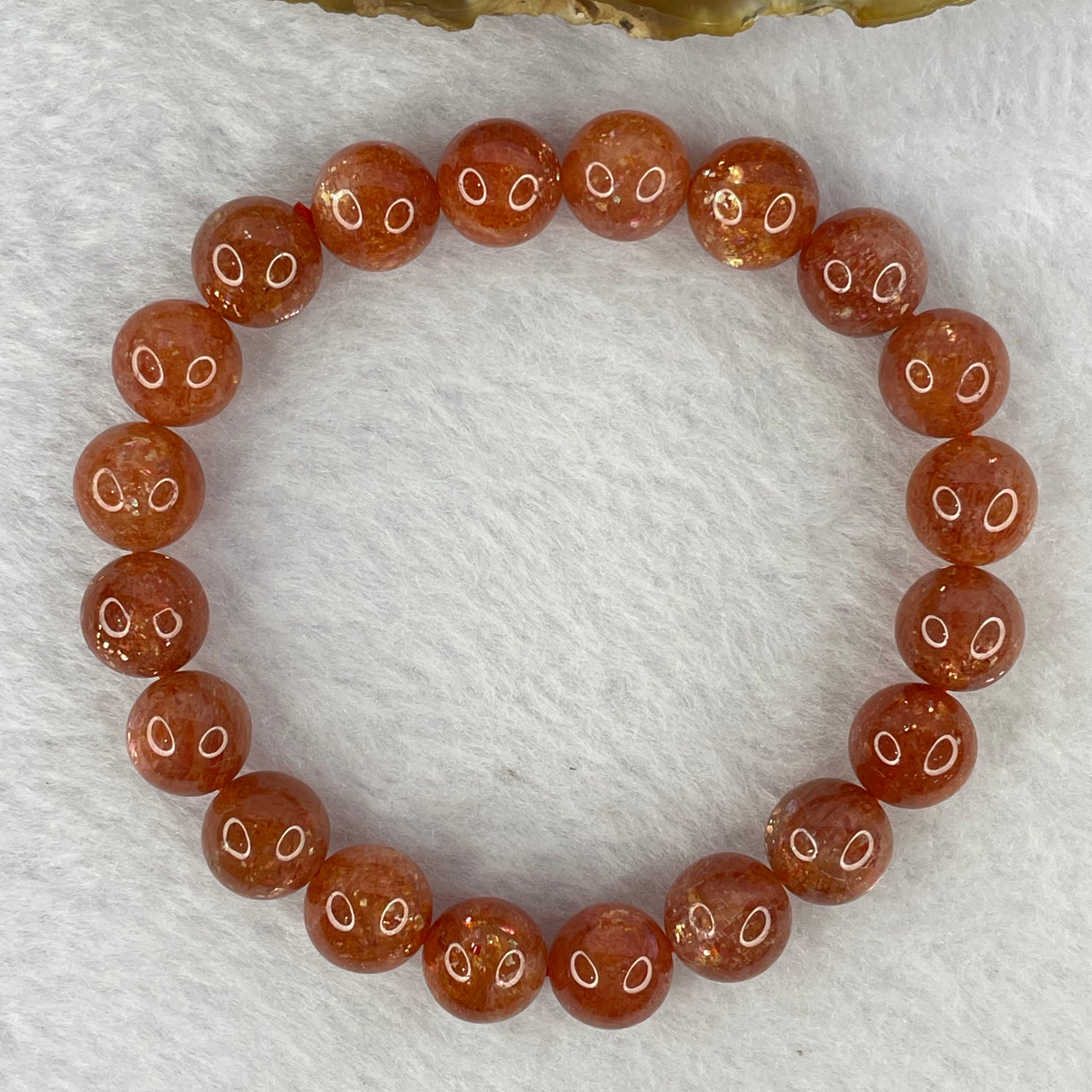 Good Grade Natural Sunstone, Heliolite and Aventurine Feldapar Beads Bracelet 天然金太阳日光石珠手链 24.41g 16cm 9.9 mm 20 Beads - Huangs Jadeite and Jewelry Pte Ltd