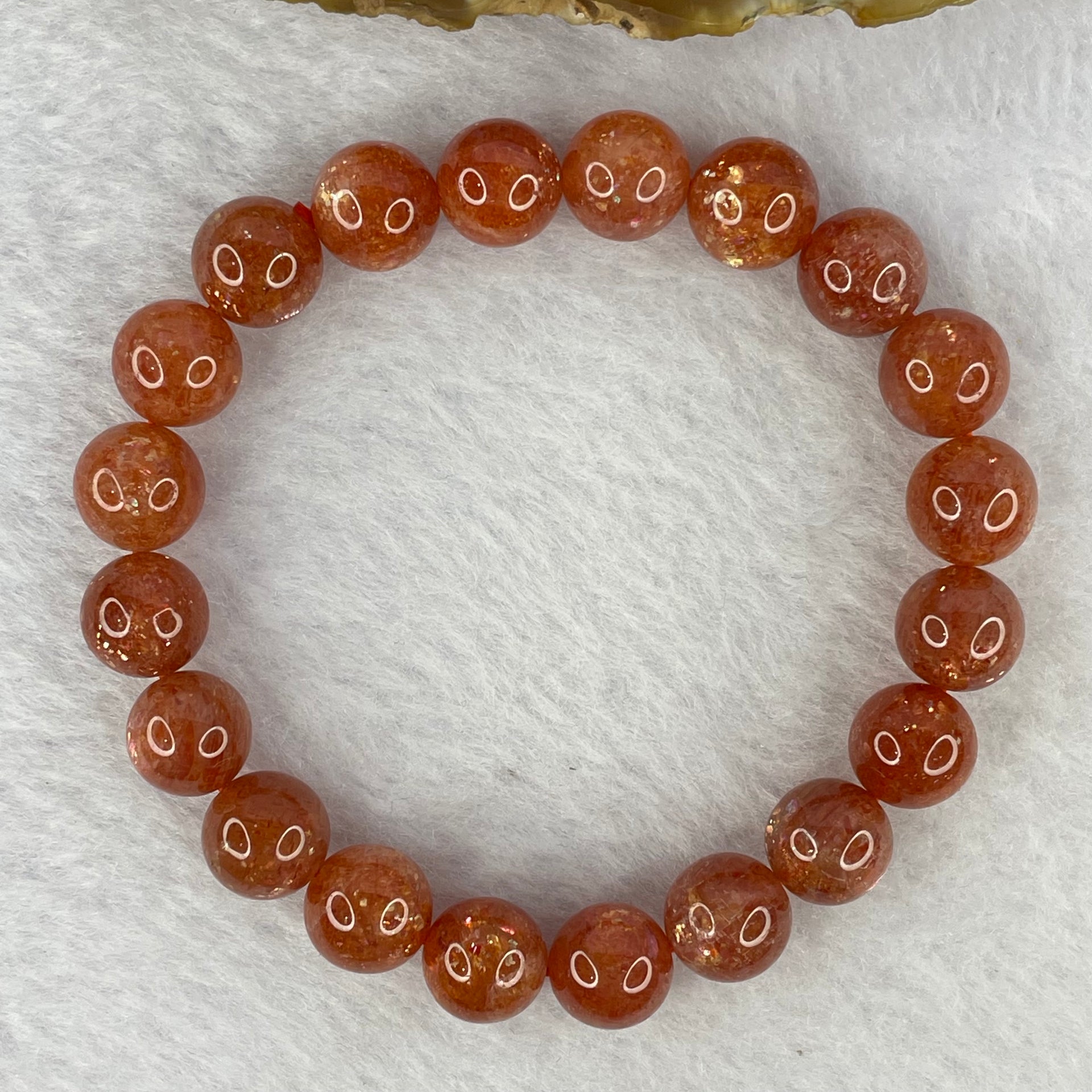 Good Grade Natural Sunstone, Heliolite and Aventurine Feldapar Beads Bracelet 天然金太阳日光石珠手链 24.41g 16cm 9.9 mm 20 Beads - Huangs Jadeite and Jewelry Pte Ltd