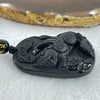 Black Obsidian Beads Necklace with Black Obsidian Flying Pixiu with Coins and Ruyi Pendant 24.99g 46.8 by 33.6 by 13.8mm