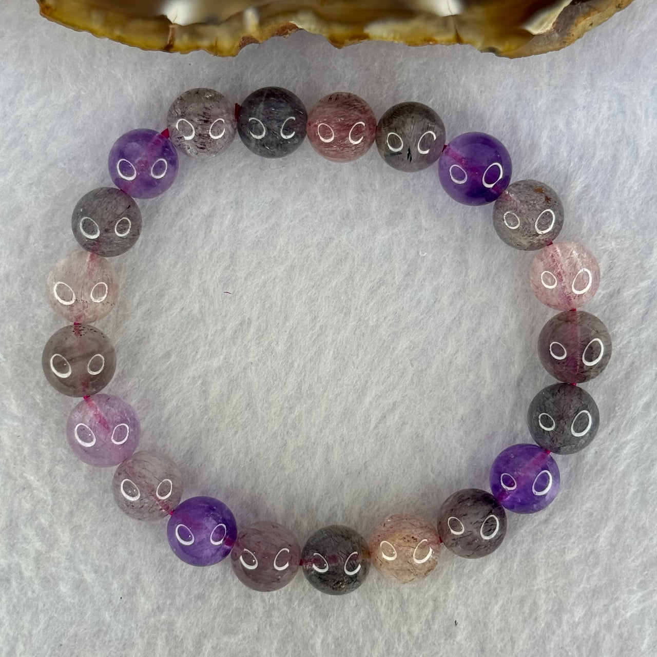 Natural Super 7 Beads Bracelet 21.71g 15.5cm 9.4mm 21 Beads