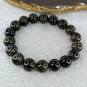 Natural Black Auralite Crystal Bracelet 黑激光手链 34.63g 11.3 mm 18 Beads - Huangs Jadeite and Jewelry Pte Ltd