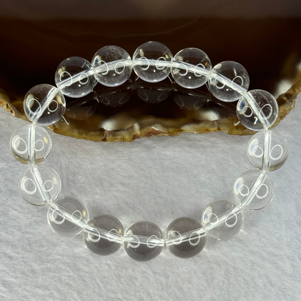 Natural Clear Quartz Beads Bracelet 天然白水晶手链 46.10g 17.5cm 12.9mm 16 Beads