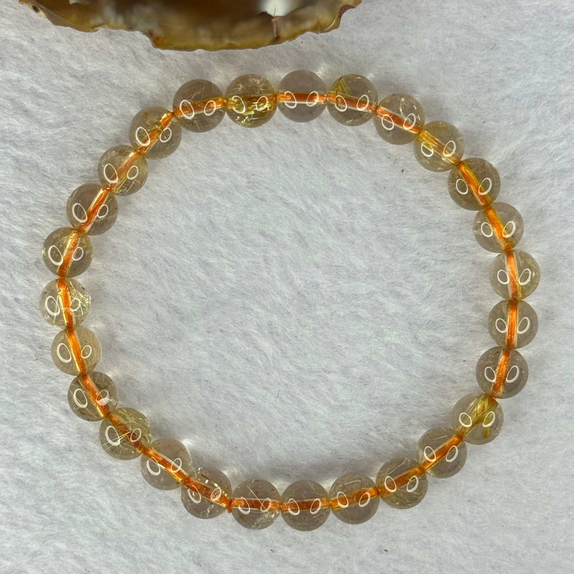 Natural Golden Rutilated Quartz Beads 天然金发水晶手链 13.60g 16cm 7.3mm 27 Beads - Huangs Jadeite and Jewelry Pte Ltd