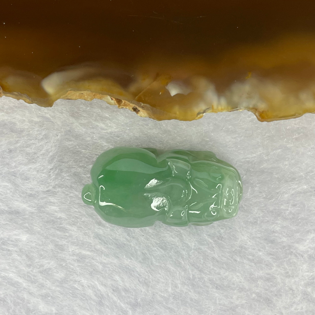 Type A Jelly Blueish Green Jadeite Pixiu Pendent A货蓝绿色翡翠貔貅牌 5.14g 22.7 by 11.5 by 10.6 mm - Huangs Jadeite and Jewelry Pte Ltd