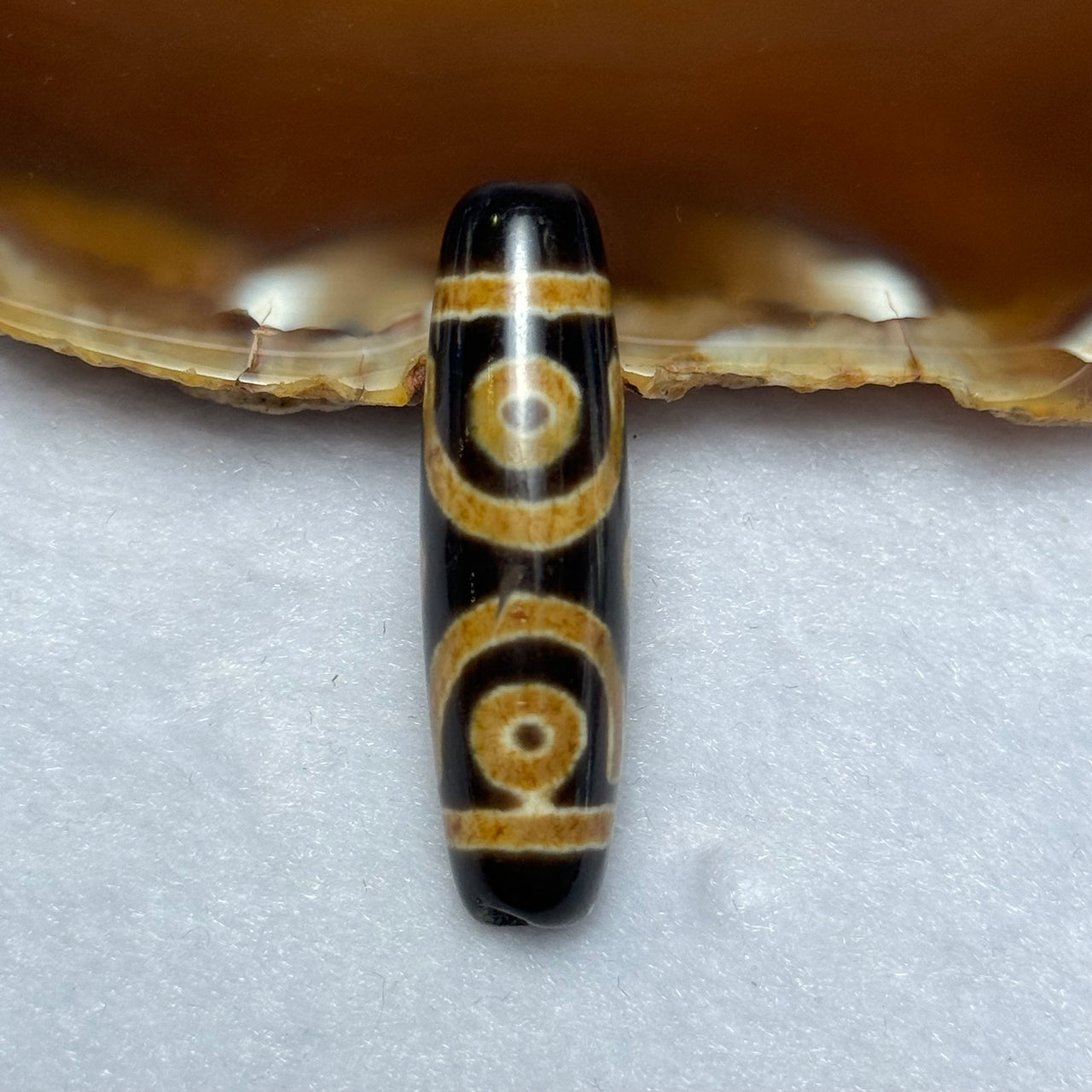 Natural Powerful Tibetan Old Oily Agate 6 Eyes Dzi Bead Heavenly Master (Tian Zhu) 六眼天诛 7.03g 39.2 by 11.2mm - Huangs Jadeite and Jewelry Pte Ltd