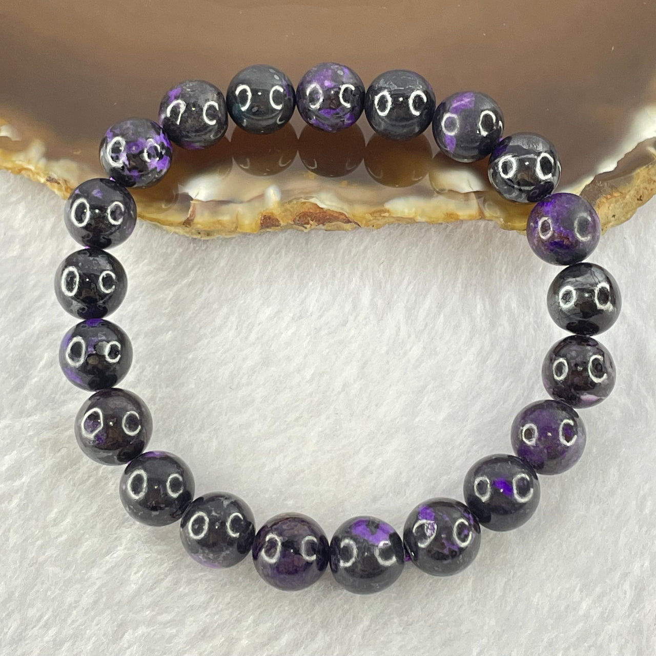 Very Good Grade Natural Sugilite Bracelet 天然苏纪石手链 23.38g 15.5cm 8.9mm 21 Beads