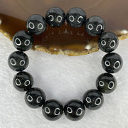 Type A Slightly Translucent Black Grey Wuji Jadeite Beads Bracelet A货半透明黑灰无极翡翠珠手链 106.37g 16.4mm 14 Beads - Huangs Jadeite and Jewelry Pte Ltd