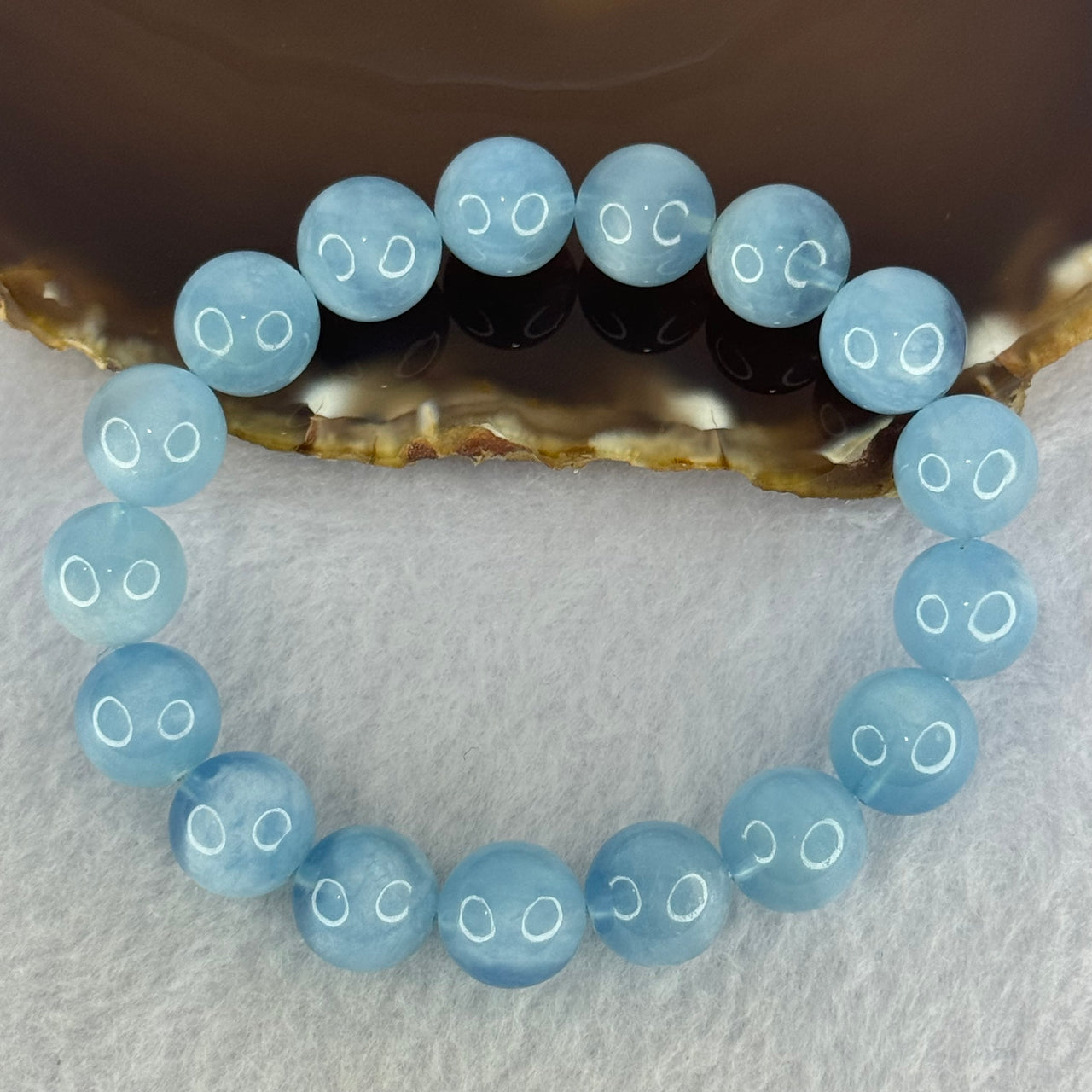 Natural Aquamarine Beads Bracelet 43.09g 18cm 12.3mm 17 Beads