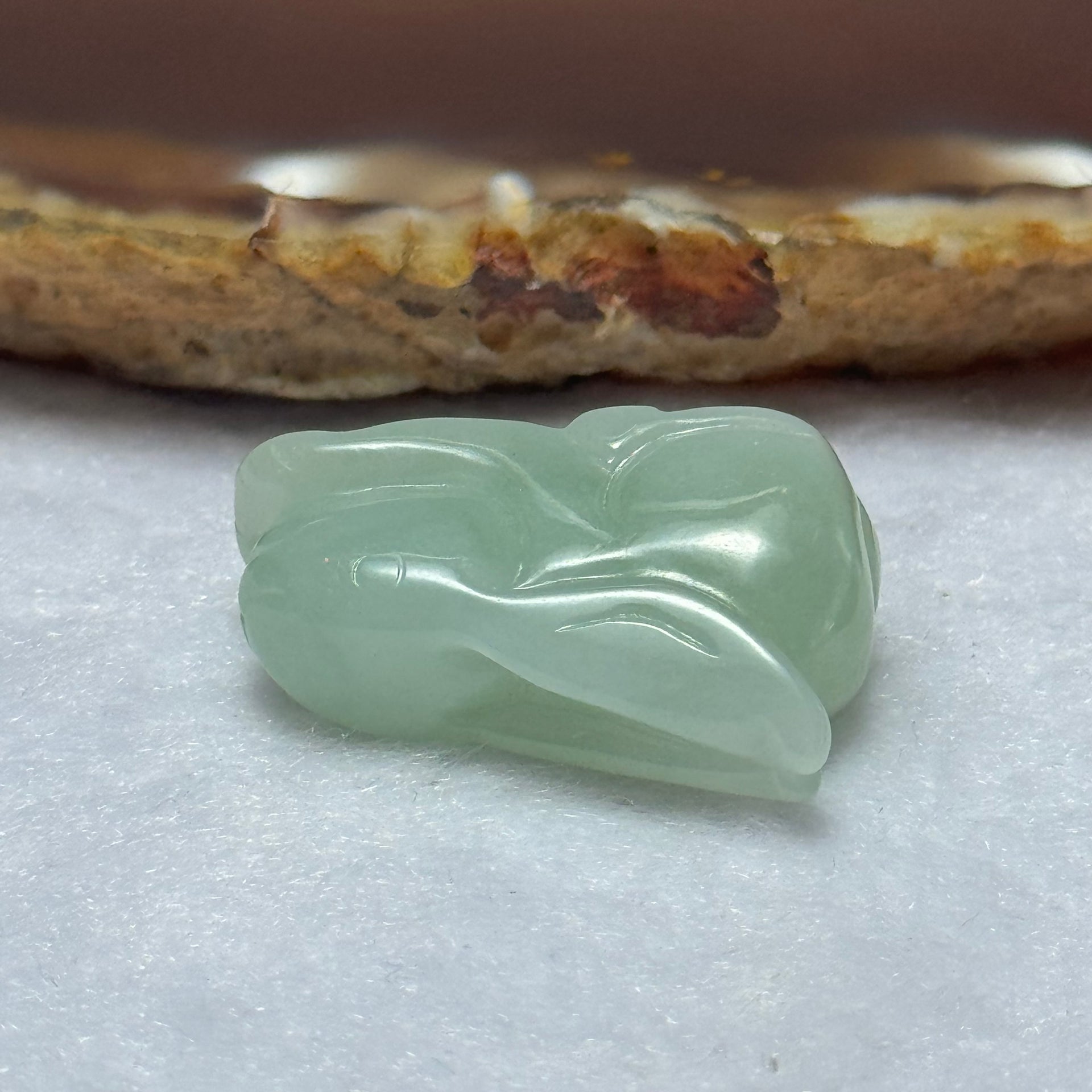 Type A Faint Green Jadeite Rabbit Pendant 8.12g 25.8 by 11.0 by 17.0mm - Huangs Jadeite and Jewelry Pte Ltd