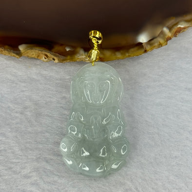 Type A Light Green Jadeite Guan Yin Pendent in 14KGF Claps 13.16g 39.2 by 24.0 by 7.2mm