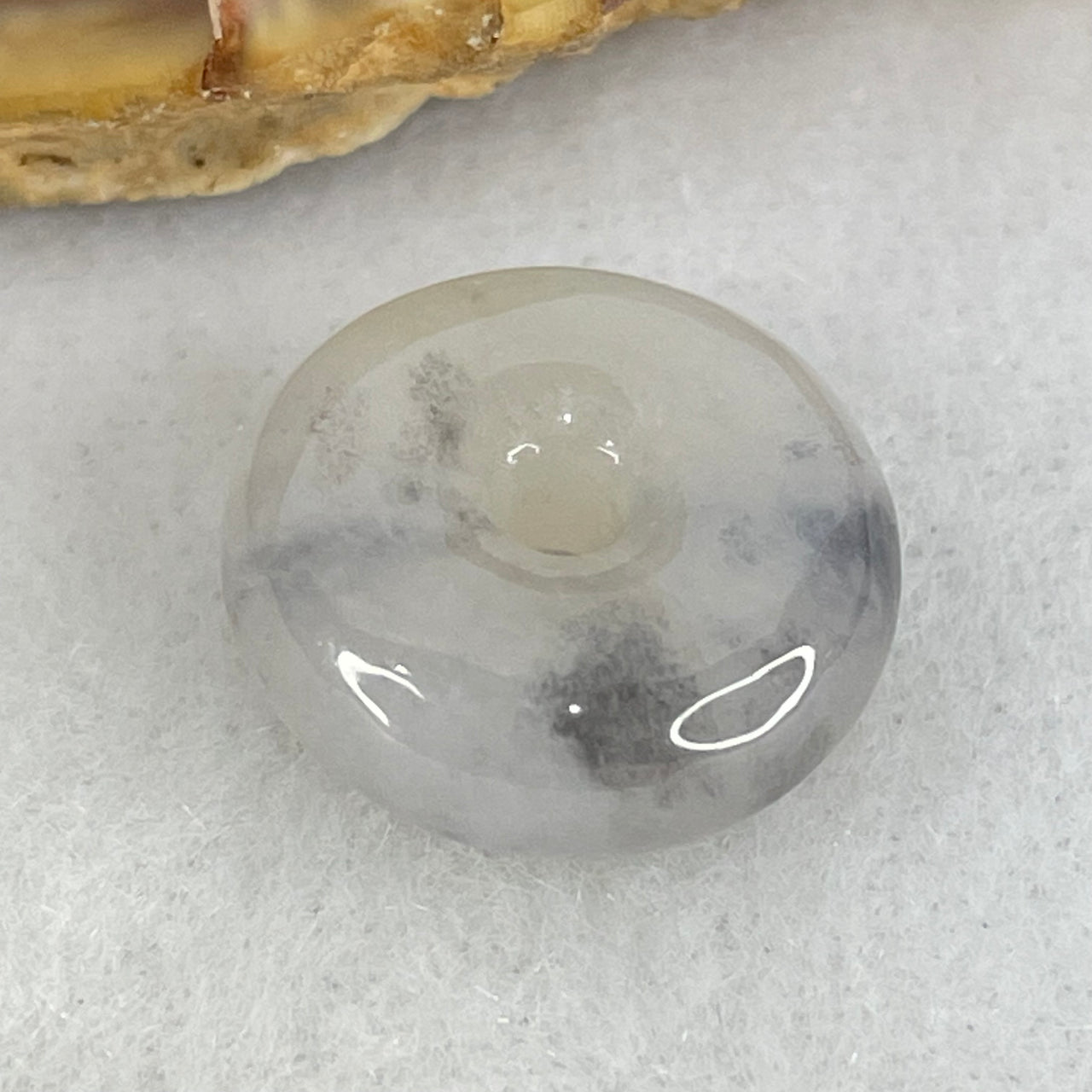 Type A Semi Icy Light Lavender With Wuji Grey Jadeite Ping An Kou Charm/Pendant 2.65g 14.6 by 6.0mm