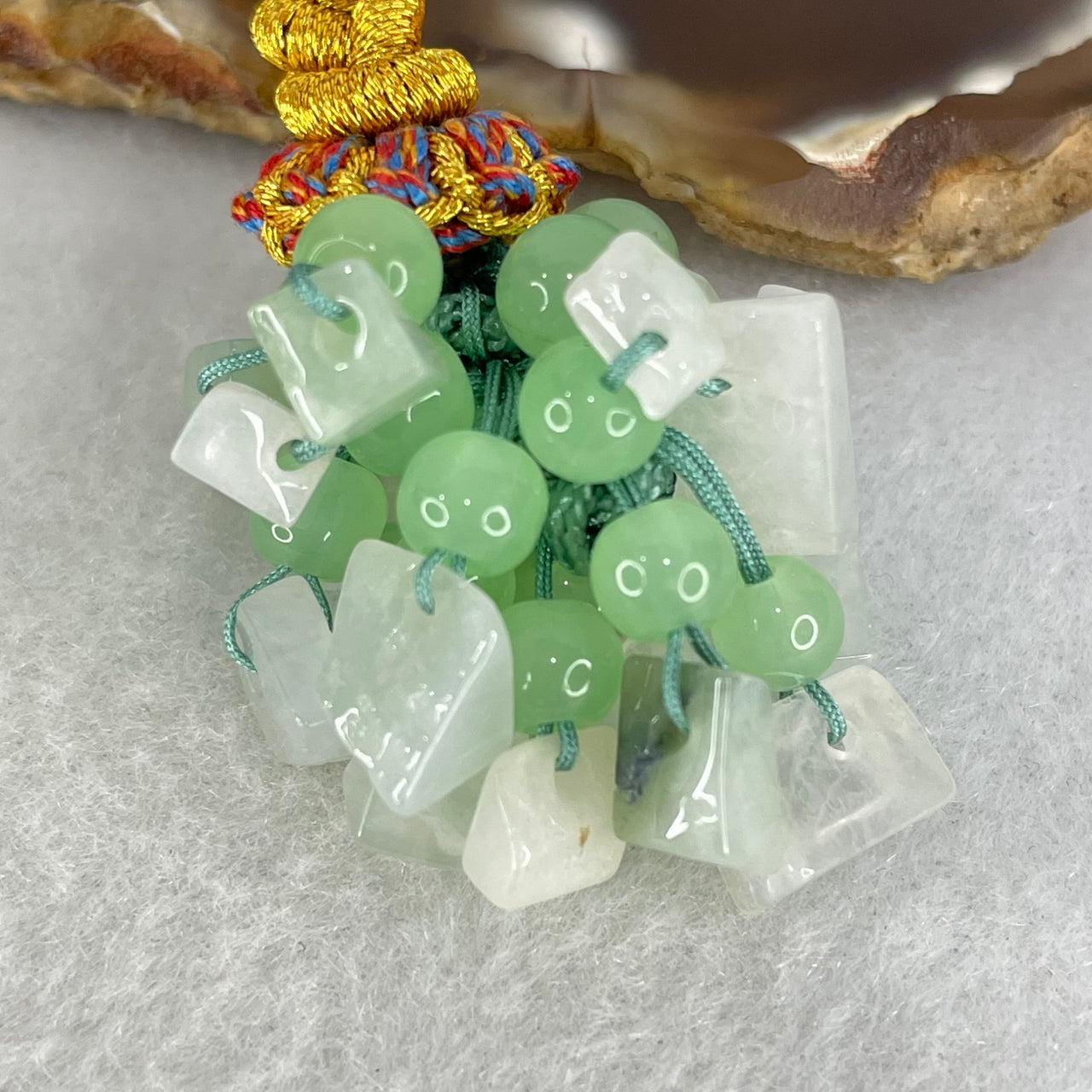 Type A Muti Color Jadeite Fragments And Crystal Hanging Display 10.44g 9.8 by 6.6 by 4.8mm 20pcs