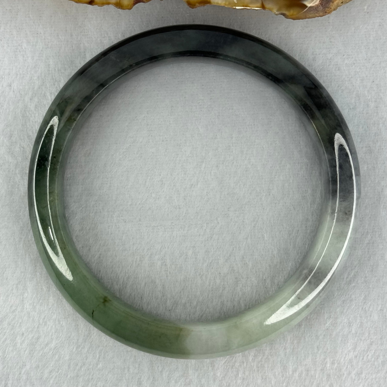 Type A Green and Wuji Black Grey Jadeite Bangle Internal Diameter 55.8mm 51.47g 12.4 by 8.1mm (Internal Lines)