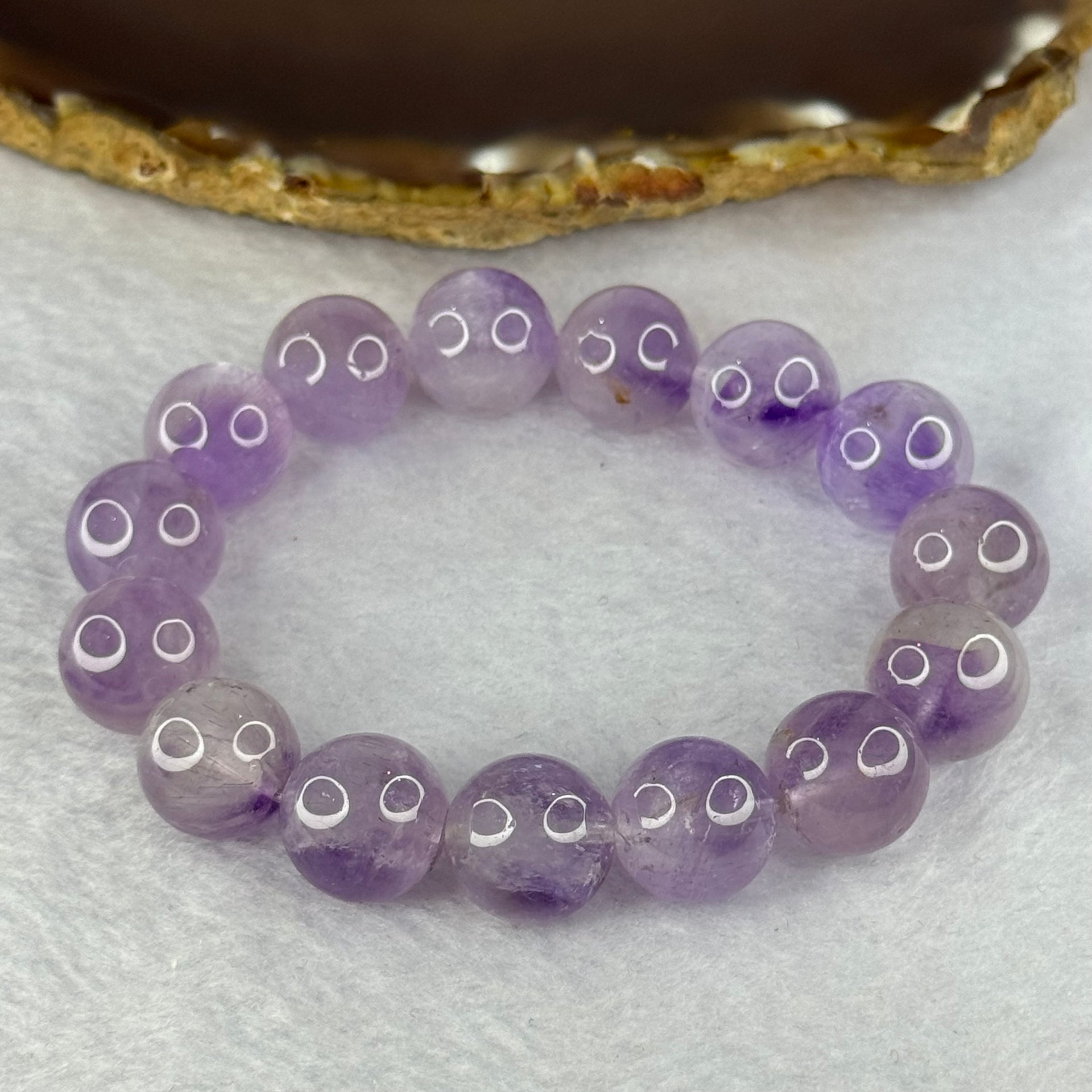 Natural Super 7 Amethyst Beads Bracelet 天然紫超七手链 53.84g 17.5cm 13.9mm 15 Beads - Huangs Jadeite and Jewelry Pte Ltd