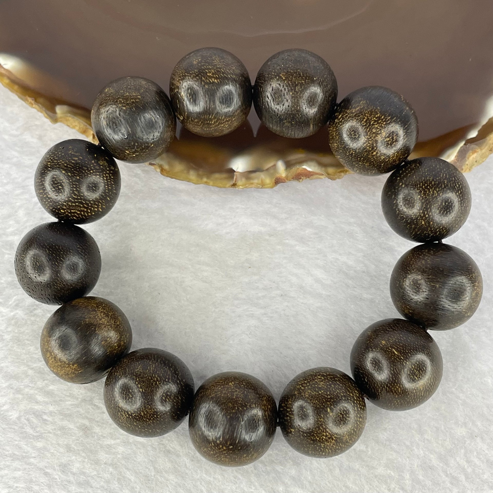 Natural Old Wild Malaysia Agarwood Bracelet (Sinking Type) 天然老野生马来西亚沉香手链 44.76g 20cm 18.5mm 13 Beads - Huangs Jadeite and Jewelry Pte Ltd