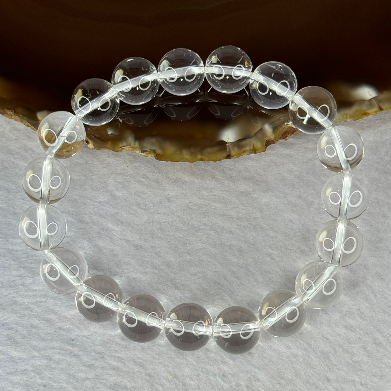 Natural Clear Quartz Bracelet 天然白水晶手链 30.28g 17cm 10.6mm 19 Beads