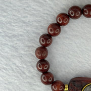 Natural Blood Zitan Beads with Rotating Turquoise Om Mani Padme Hum Powerful Mantra Bracelet 天然血檀木旋转唵嘛呢叭咪吽手链 10.58g 15cm 8.1mm 18 Beads / 30.2 by 17.2 by 7.4mm - Huangs Jadeite and Jewelry Pte Ltd