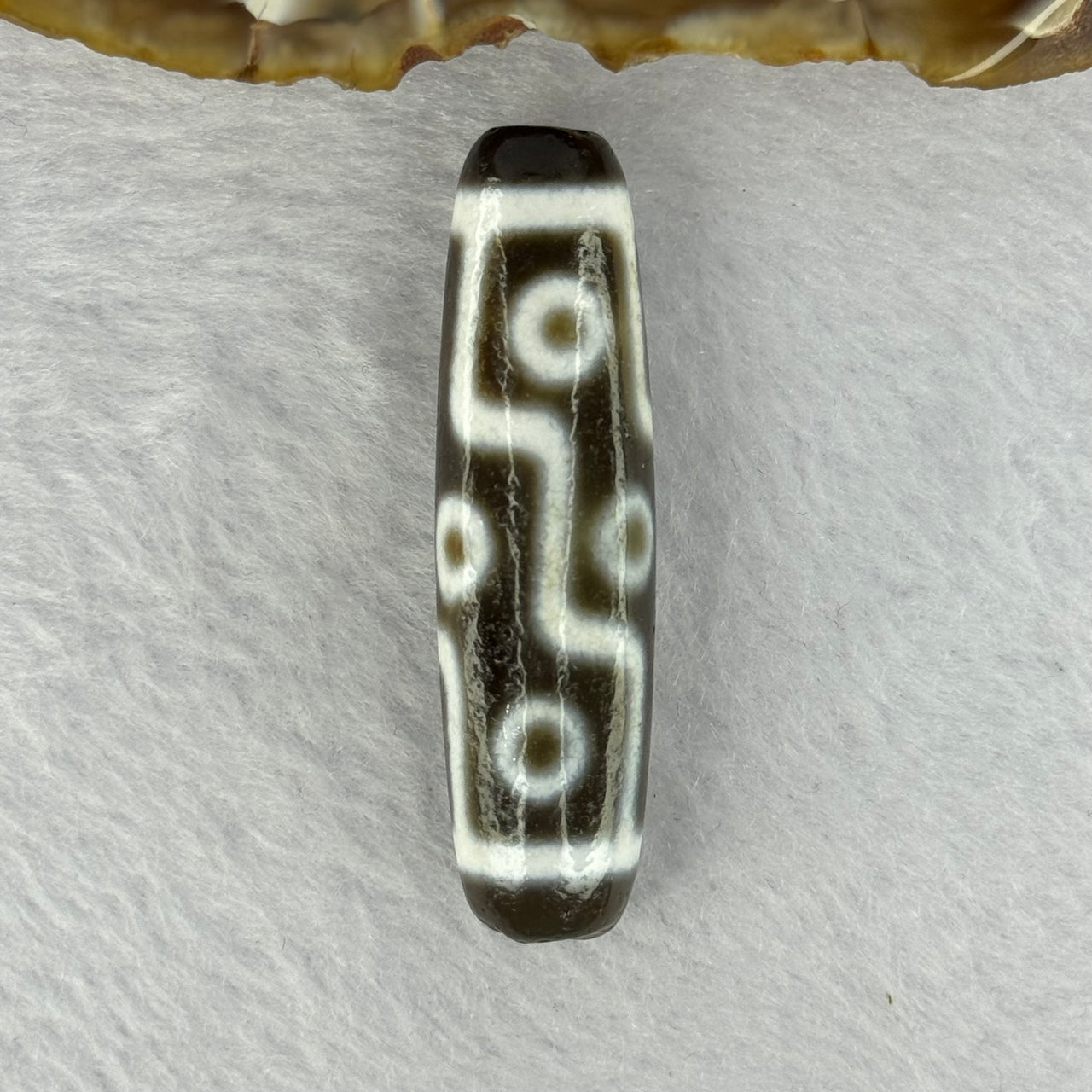 Natural Powerful Tibetan Old Oily Agate 9 Eyes Dzi Bead Heavenly Master (Tian Zhu) 九眼天诛 12.98g 48.5 by 13.0mm - Huangs Jadeite and Jewelry Pte Ltd