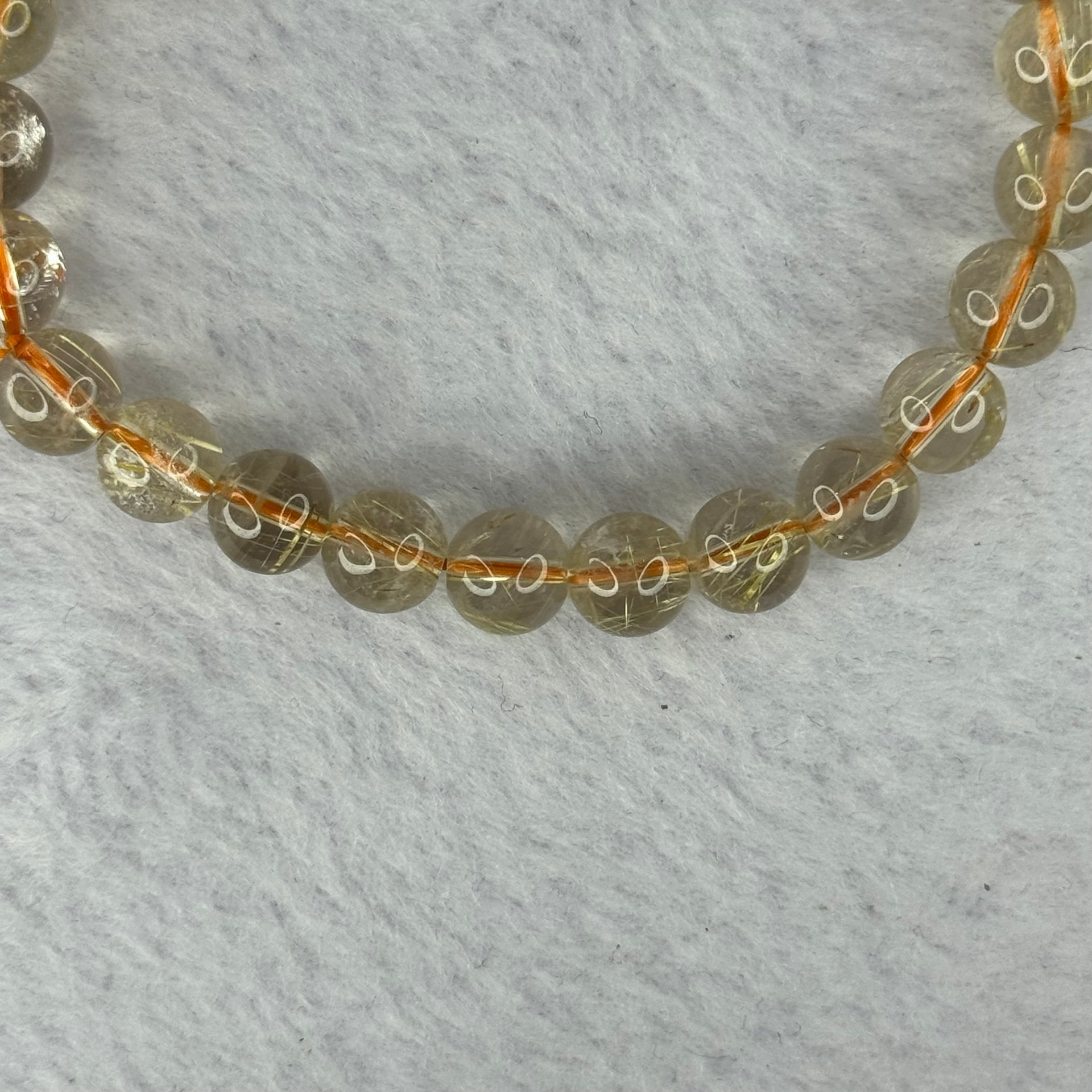 Natural Golden Rutilated Quartz Beads 天然金发水晶手链 15.10g 15cm 7.8mm 25 Beads - Huangs Jadeite and Jewelry Pte Ltd