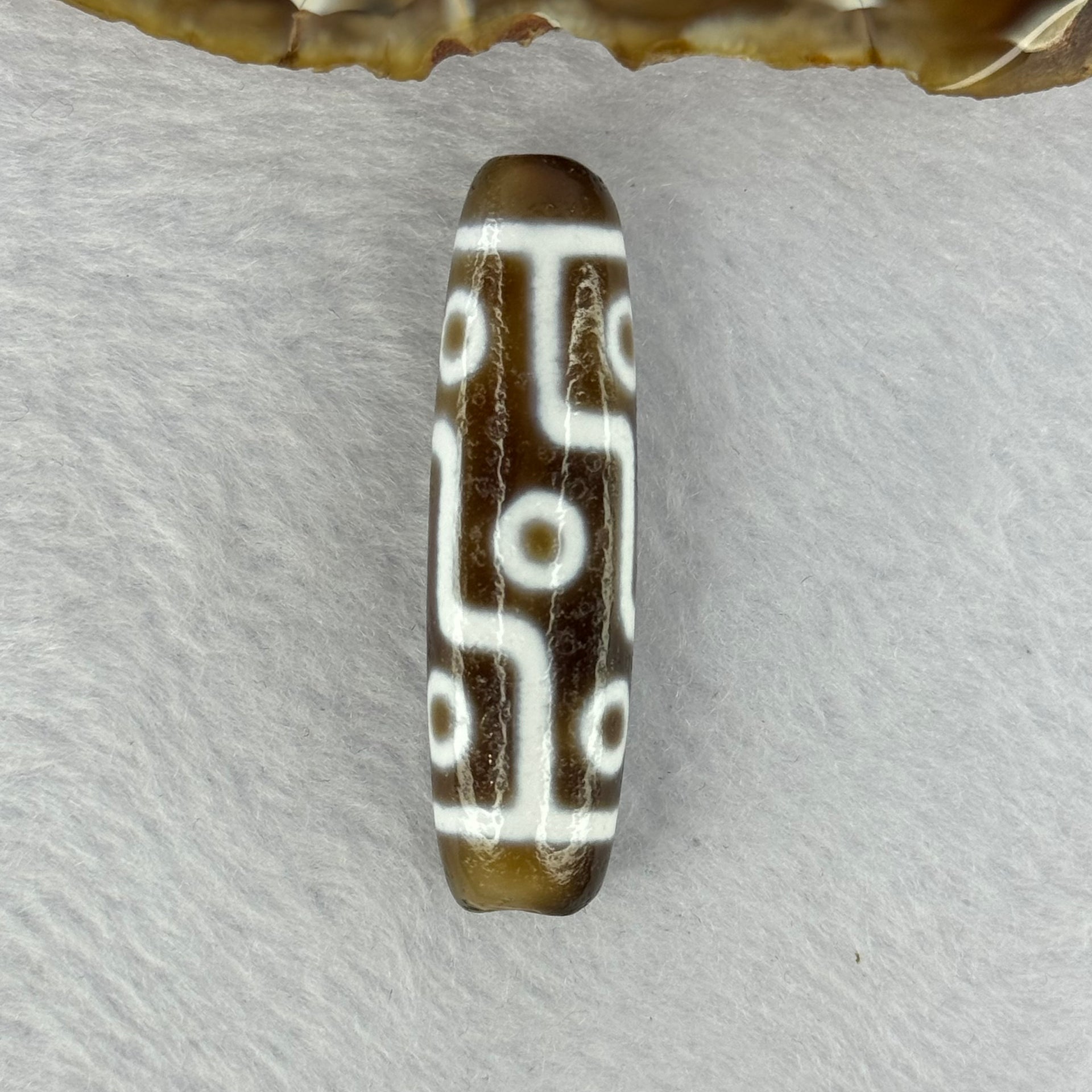 Natural Powerful Tibetan Old Oily Agate 9 Eyes Dzi Bead Heavenly Master (Tian Zhu) 九眼天诛 13.03g 47.9 by 13.0mm - Huangs Jadeite and Jewelry Pte Ltd