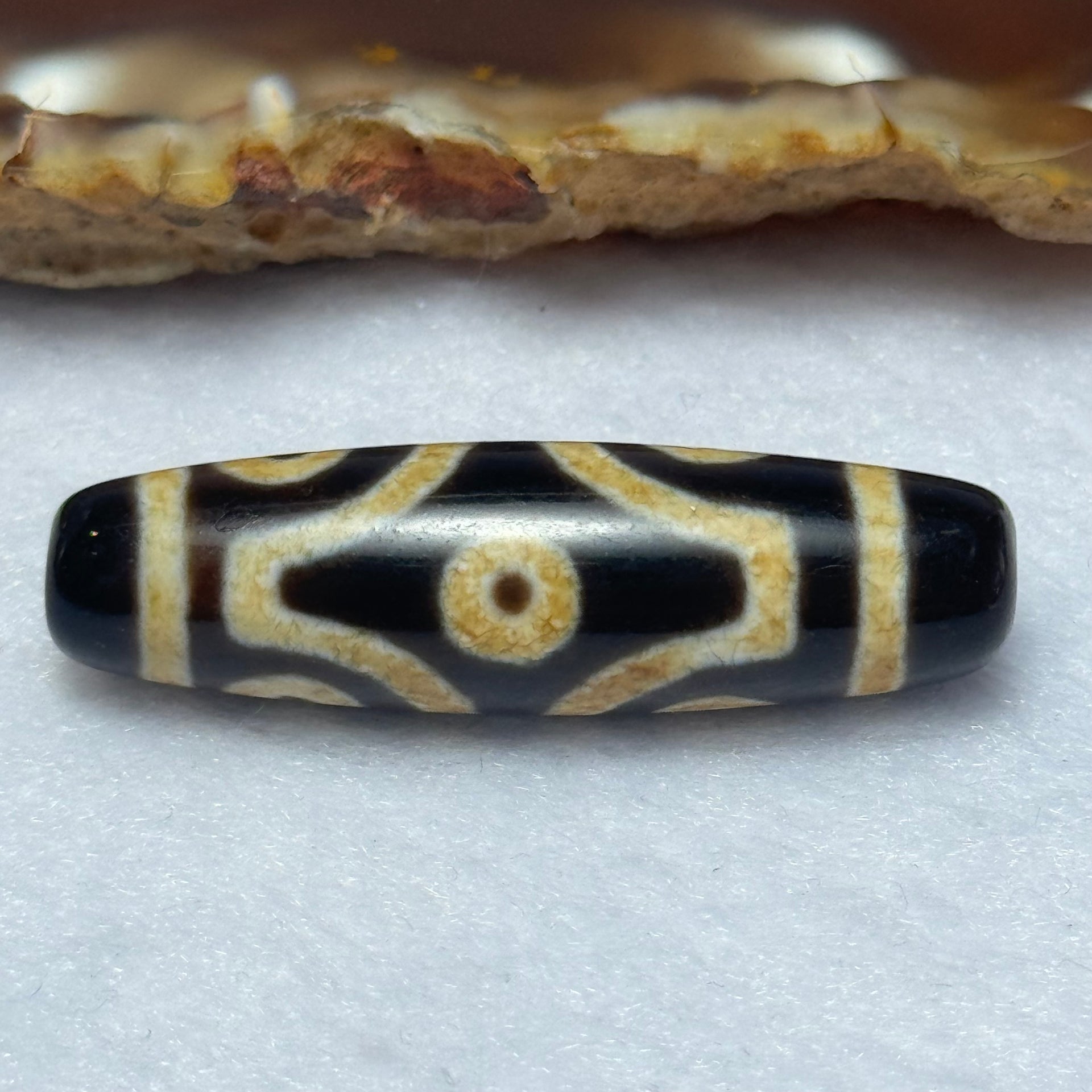 Natural Powerful Tibetan Old Oily Agate 6 Eyes Dzi Bead Heavenly Master (Tian Zhu) 六眼天诛 6.74g 38.4 by 10.9mm - Huangs Jadeite and Jewelry Pte Ltd