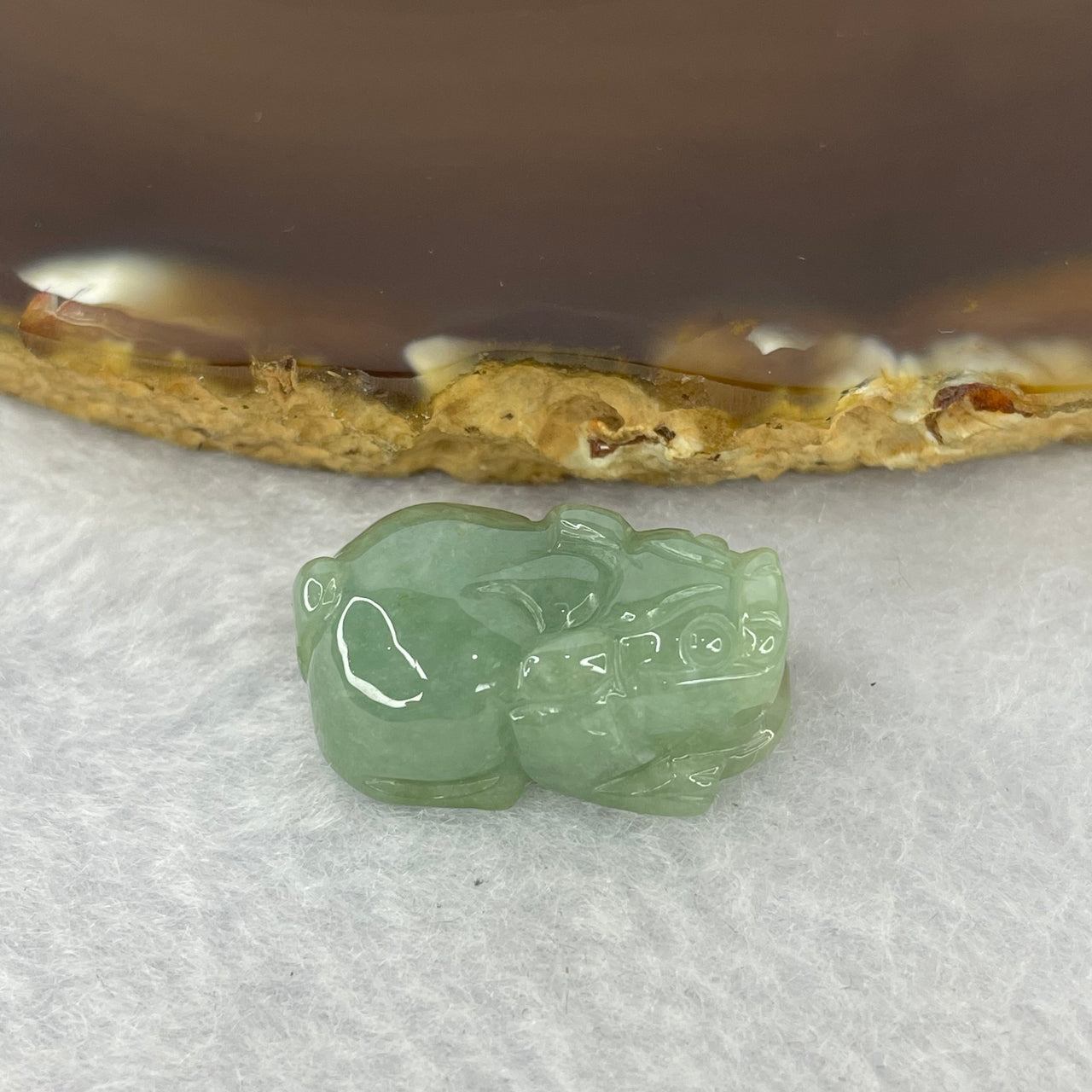 Type A Jelly Blueish Green Jadeite Pixiu Pendent A货蓝绿色翡翠貔貅牌 6.51g 23.0 by 14.1 by 9.6 mm - Huangs Jadeite and Jewelry Pte Ltd