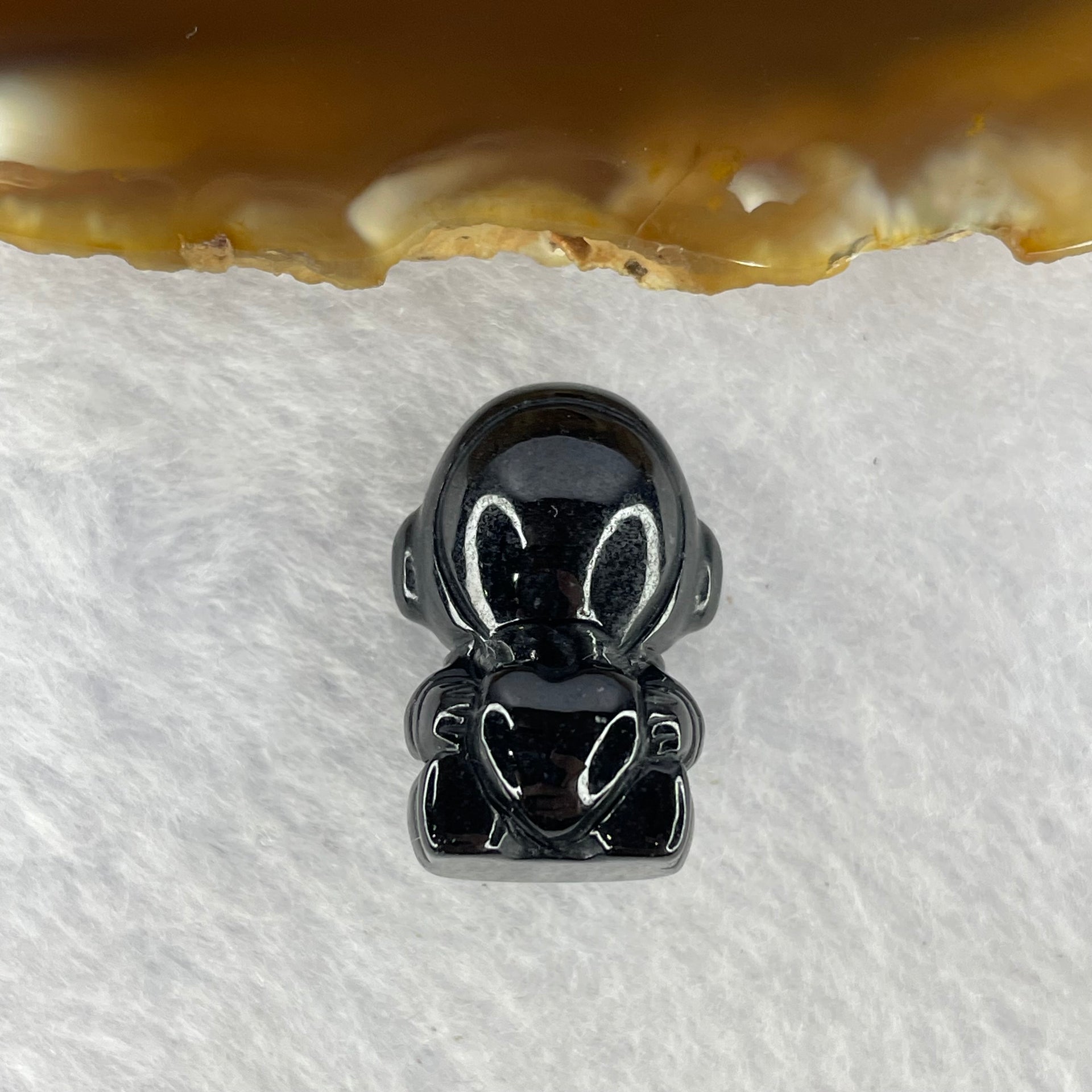 Type A Opaque Black Omphasite Astronaut Pendant Charm 货墨翠宇航员牌 7.99g 22.4 by 15.2 by 15.2 mm - Huangs Jadeite and Jewelry Pte Ltd