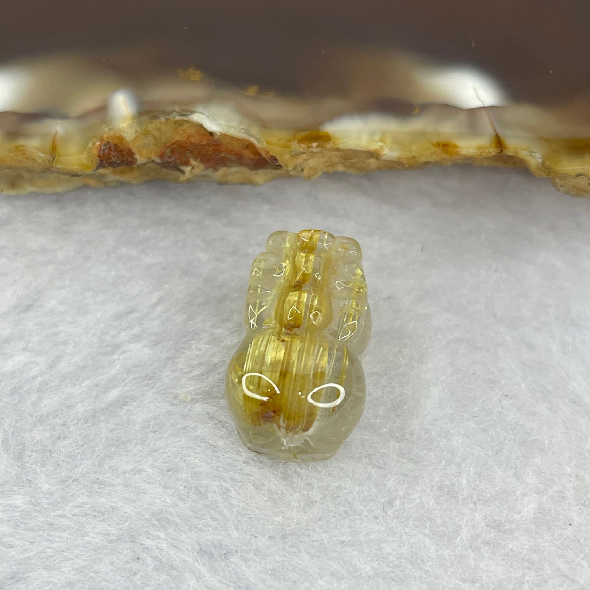 Good Grade Natural Golden Shun Fa Rutilated Quartz Pixiu Charm for Bracelet 天然金顺发水晶貔貅 1.98g 14.6 by 9.4 by 8.3mm - Huangs Jadeite and Jewelry Pte Ltd