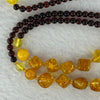 Natural Orange Yellow with Blood Red Amber Necklace 7.57g 8.5 by 7.1 by 6.2mm 17pcs