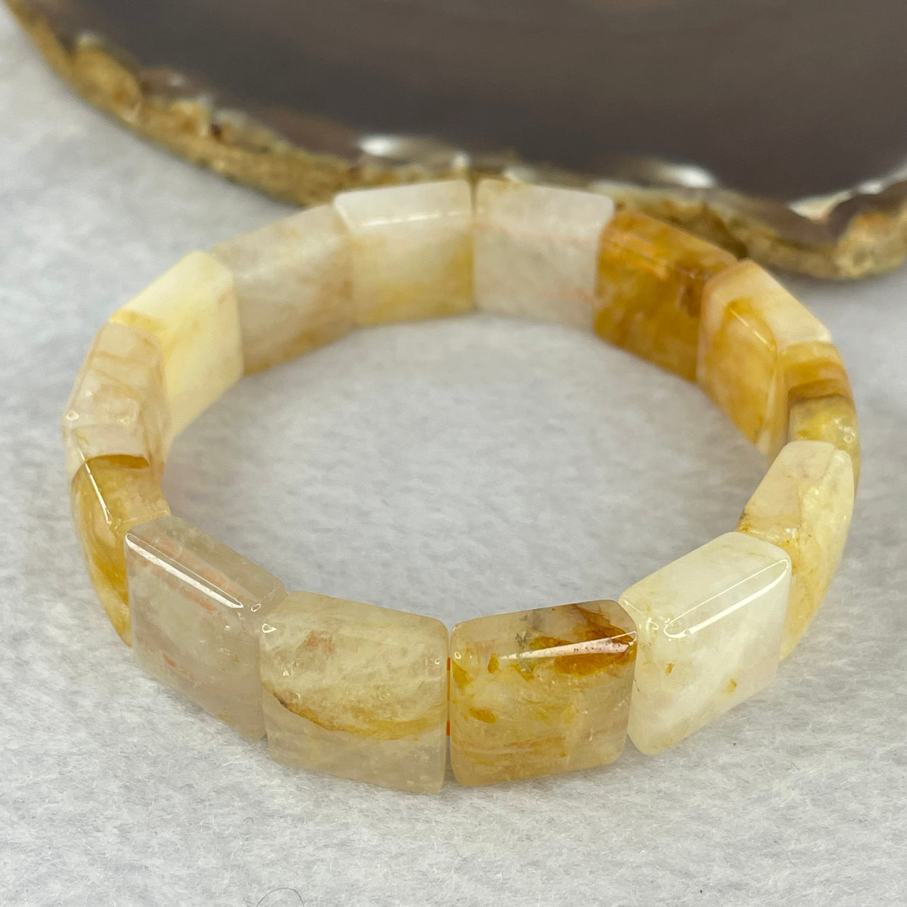 Natural Ferruginous Quartz Bracelet 39.03g 17cm 14.1 by 14.2 by 6.6mm 14 pcs - Huangs Jadeite and Jewelry Pte Ltd