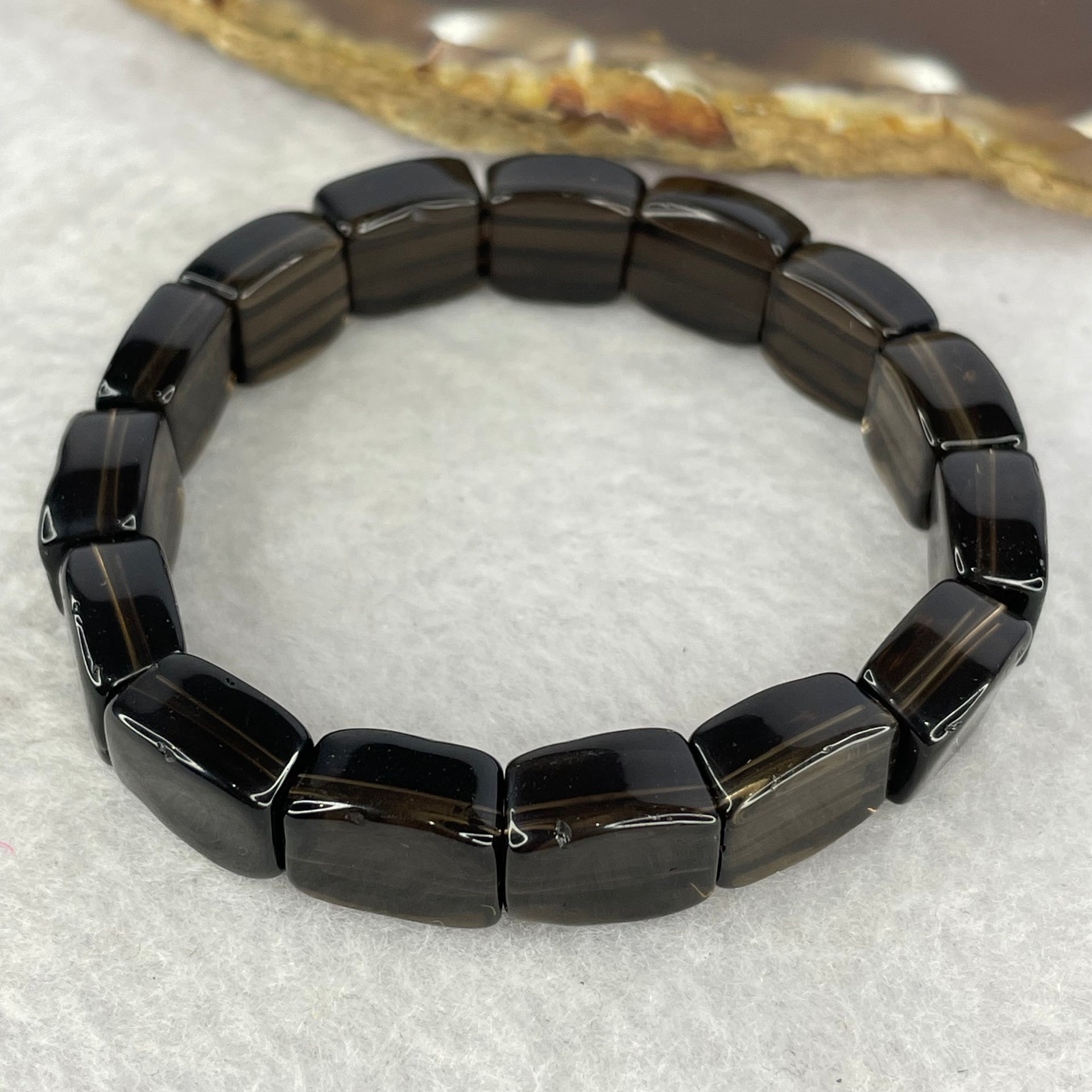 Natural Smoky Quartz Bracelet 21.02g 13cm 10.4 by 9.7 by 6.6 by 15 pcs - Huangs Jadeite and Jewelry Pte Ltd