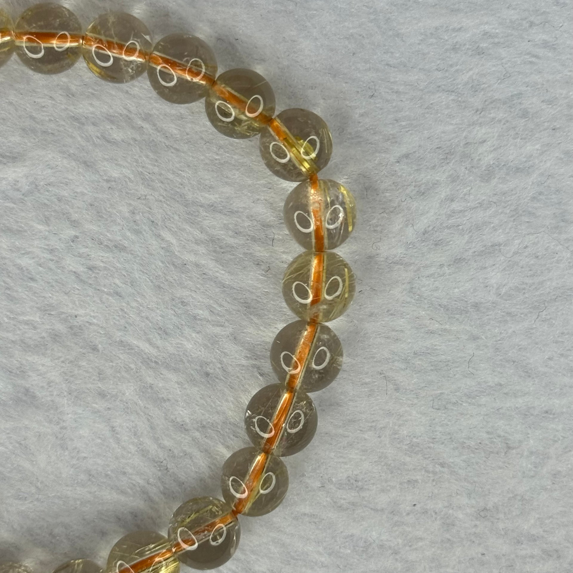 Natural Golden Rutilated Quartz Beads 天然金发水晶手链 13.06g 7.5cm 7.4mm 26 Beads - Huangs Jadeite and Jewelry Pte Ltd