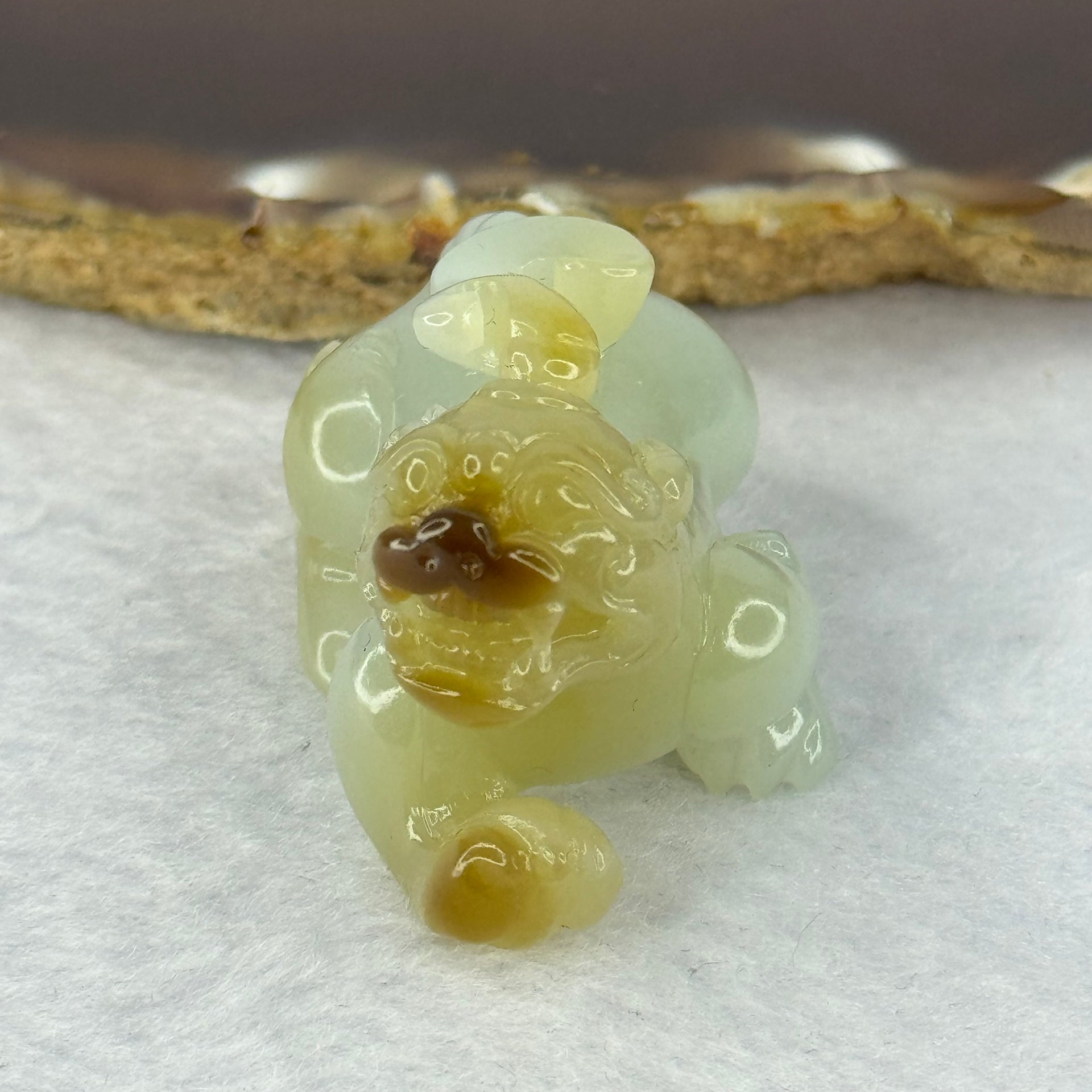 Natural Greyish White and Brown Nephrite Pixiu Mini Display / Pendant 36.27g 45.0 by 26.2 by 27.8mm - Huangs Jadeite and Jewelry Pte Ltd