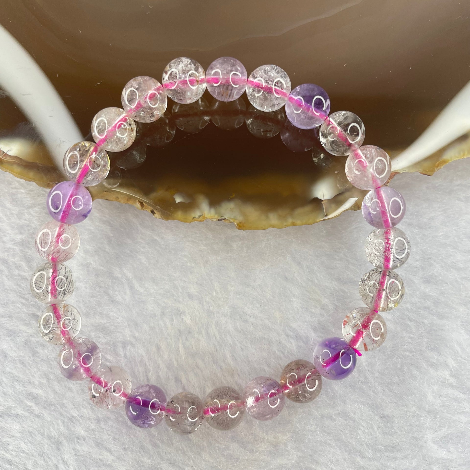 Natural super 7 Crystal Bracelet 15.62g 7.9mm 25beads - Huangs Jadeite and Jewelry Pte Ltd