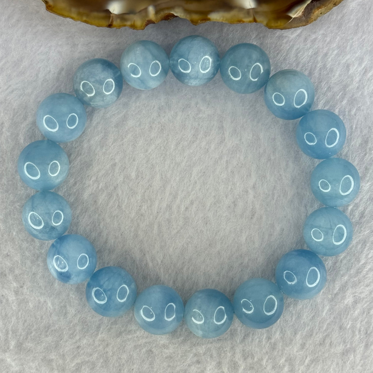 Natural Aquamarine Beads Bracelet 48.33g 19cm 12.9mm 17 Beads