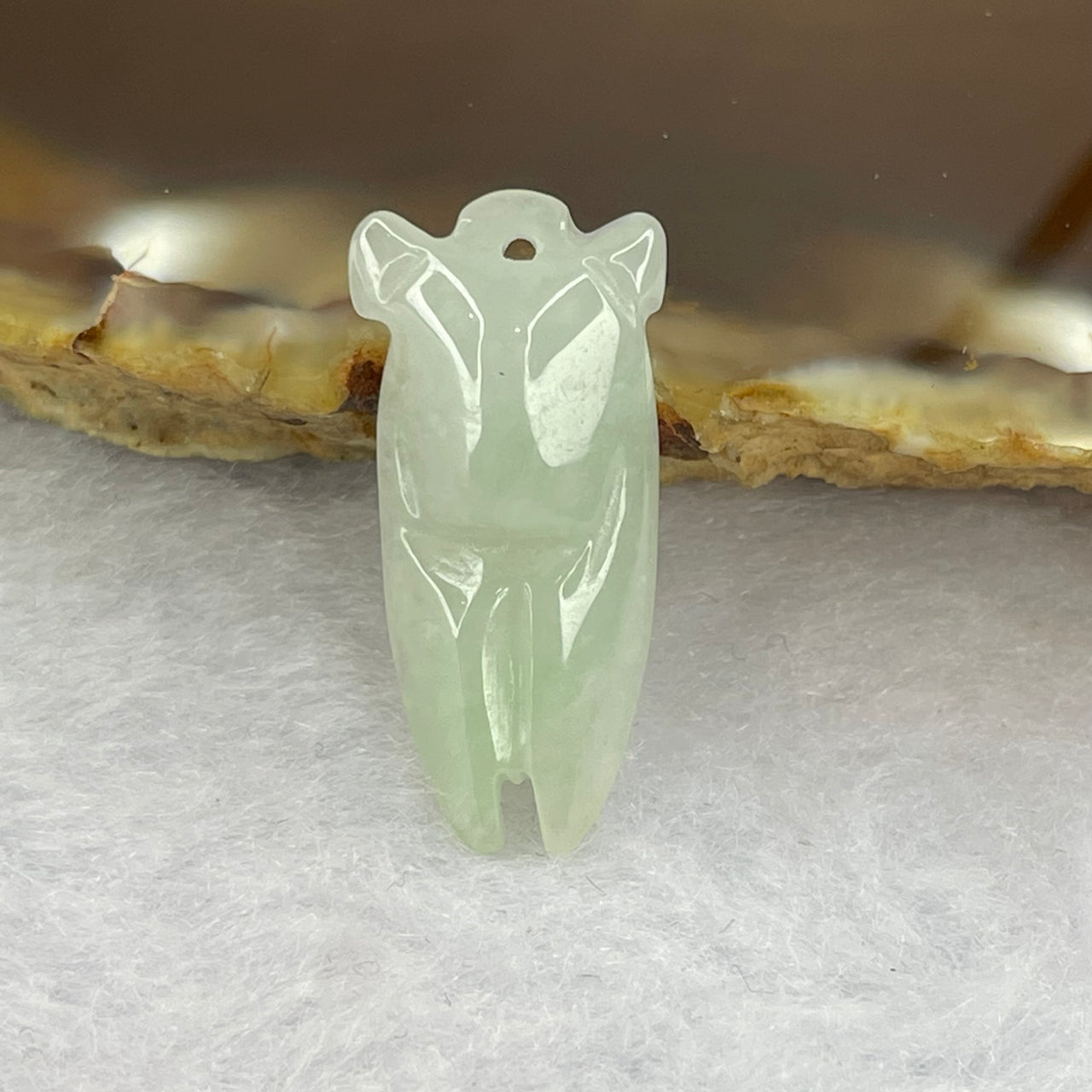 Type A Light Green Jadeite Cicada 23.1 by 11.0 by 4.9mm 1.76g - Huangs Jadeite and Jewelry Pte Ltd