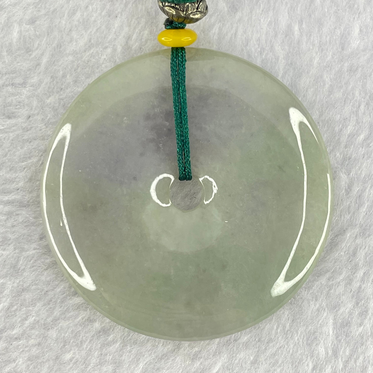 Type A Green and Lavender Jadeite Ping An Kou Donut Pendent 28.73g 46.0 by 5.8mm