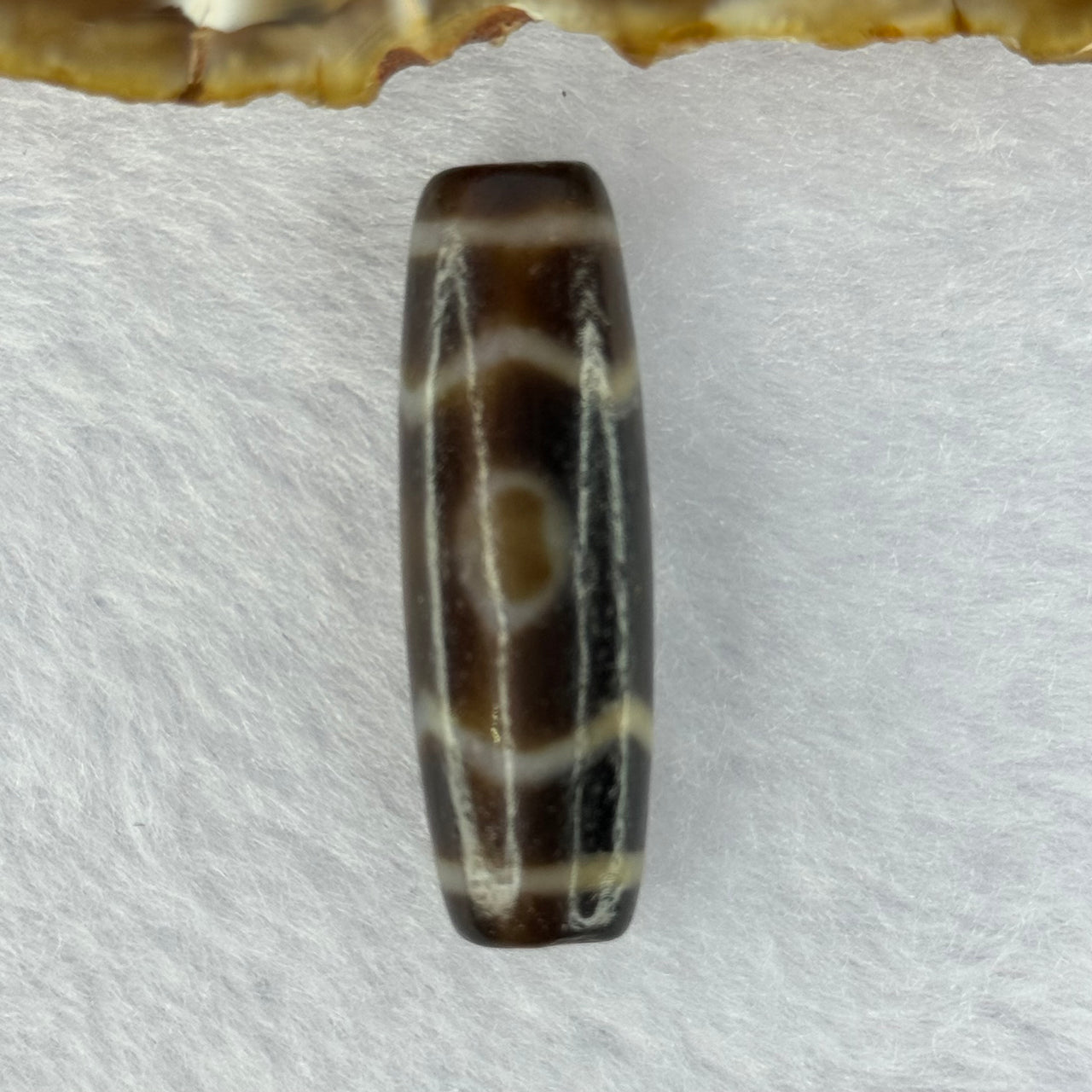 Natural Powerful Tibetan Old Oily Agate 3 Eyes Dzi Bead Heavenly Master (Tian Zhu) 三眼天诛 9.30g 37.9 by 12.5mm - Huangs Jadeite and Jewelry Pte Ltd