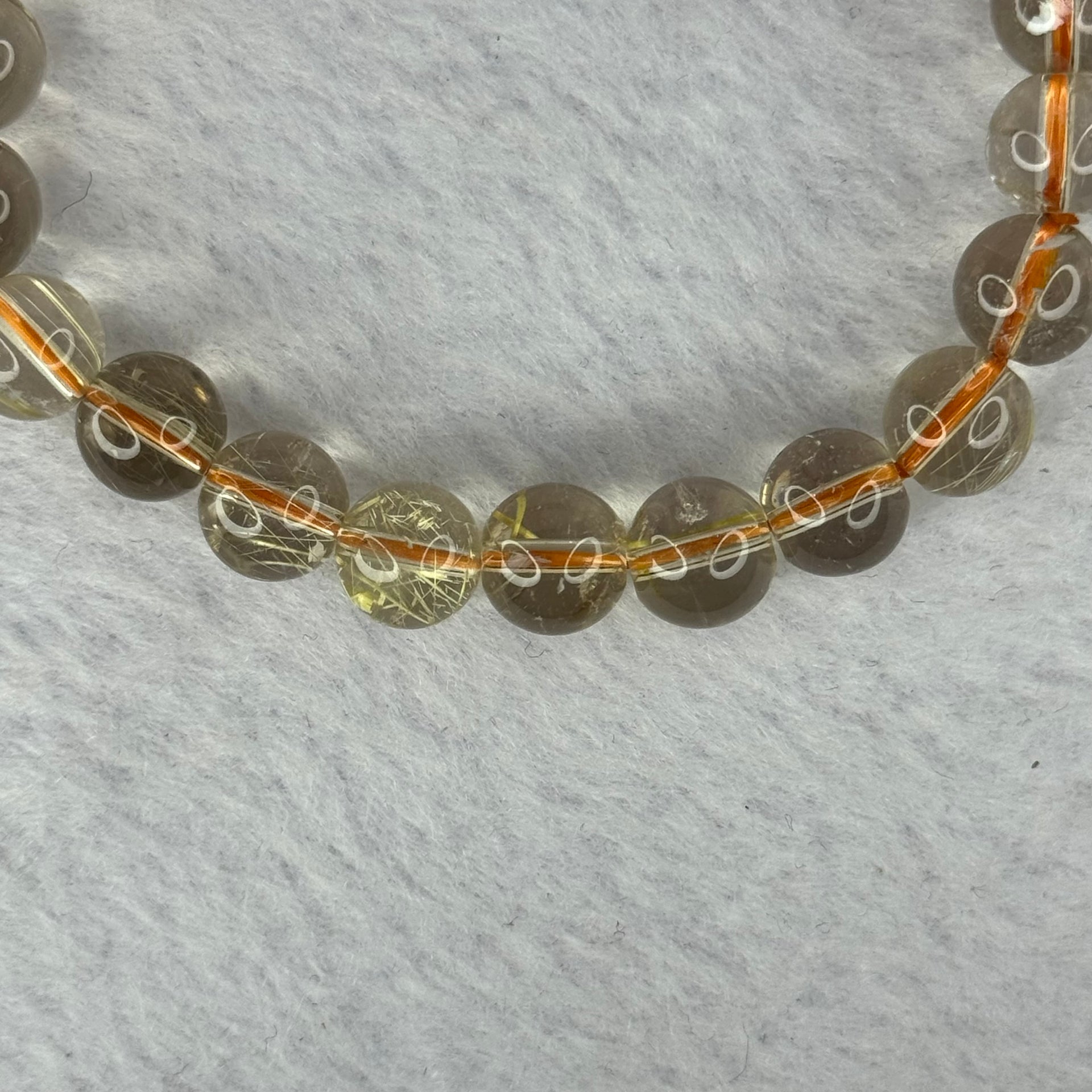 Natural Golden Rutilated Quartz Beads 天然金发水晶手链 17.65g 15cm 8.4mm 23 Beads - Huangs Jadeite and Jewelry Pte Ltd