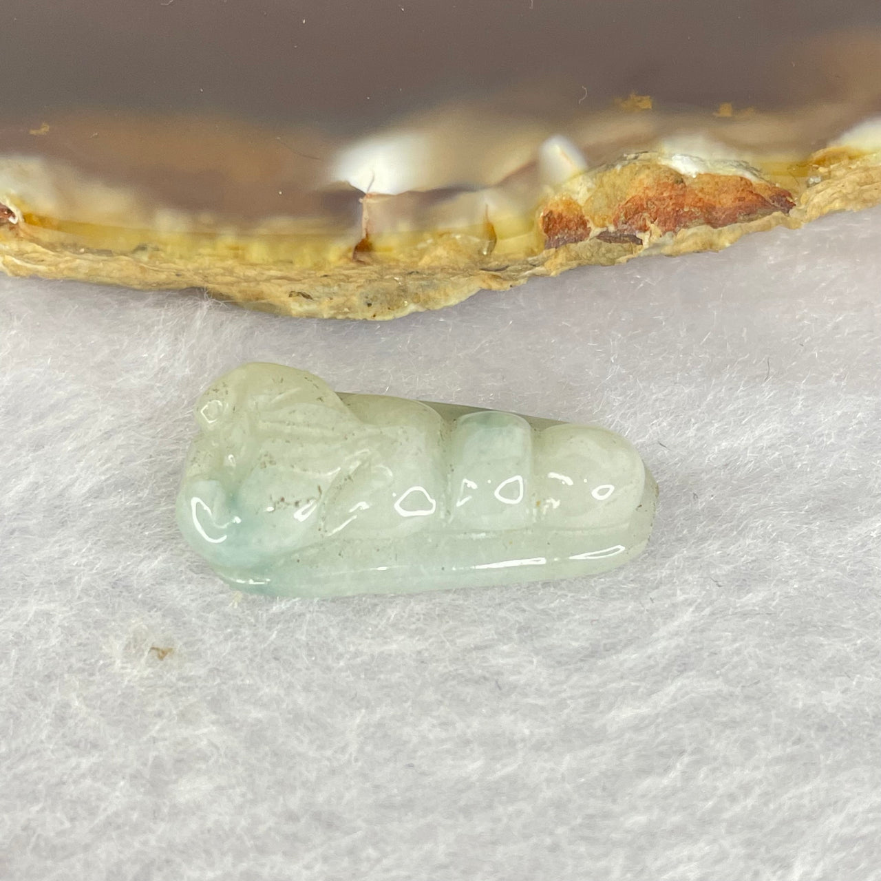 Type A Green Tea Pod Jadeite 2.76g 11.6 by 23.5 by 5.4mm - Huangs Jadeite and Jewelry Pte Ltd