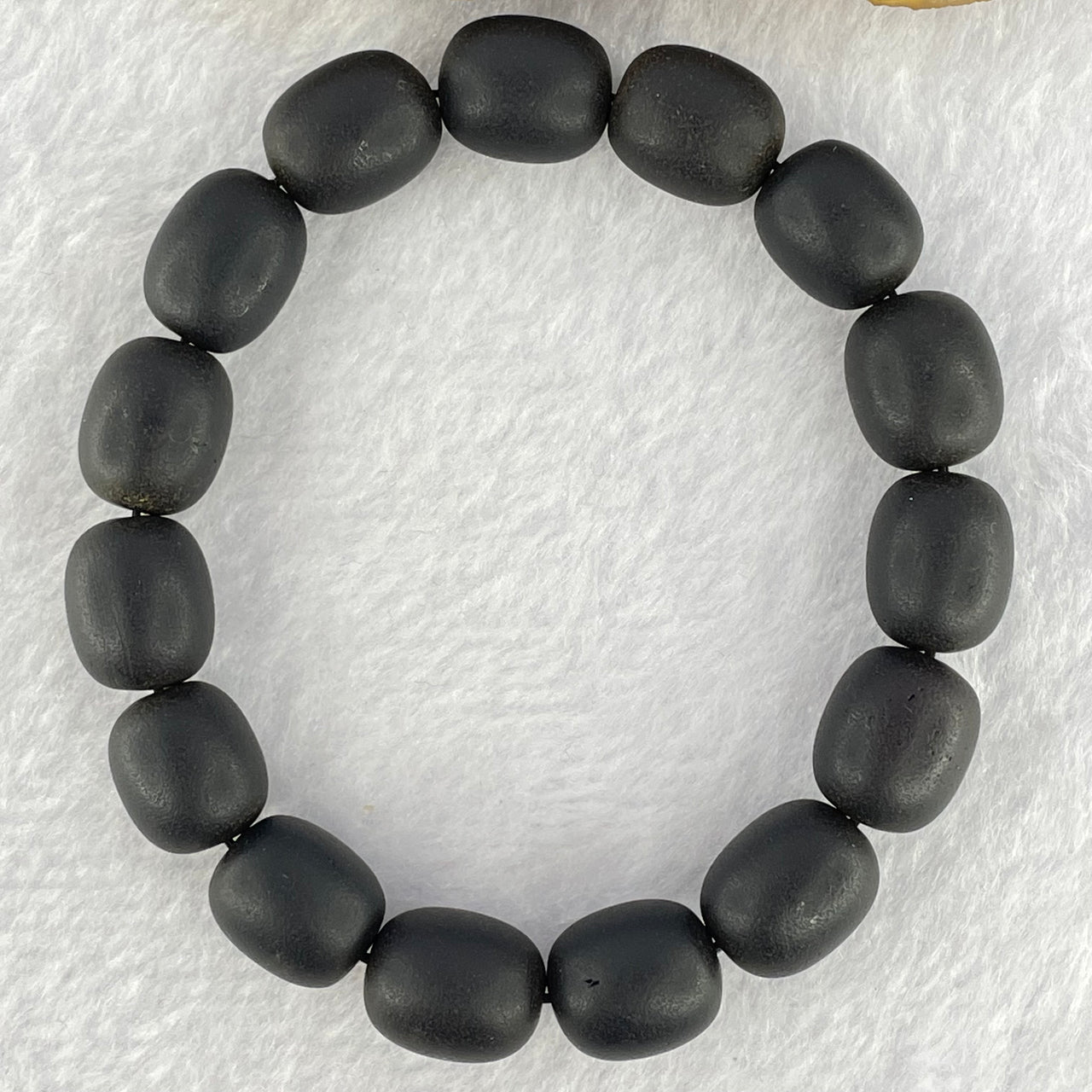 Natural Dark Matt Black Amber Beads Bracelet 天然大黑天翁琥珀手链 16.96g 18cm 11.7mm 15 Beads