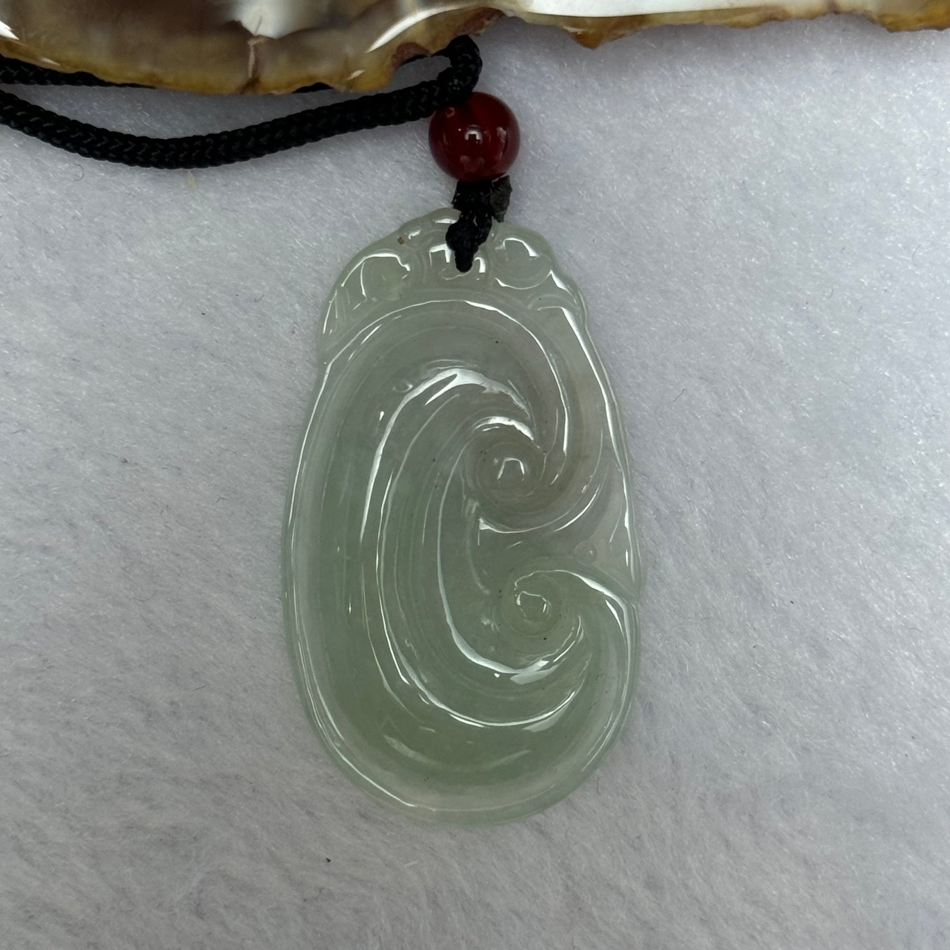 Type A Semi Icy Light Green Jadeite Ruyi Pendent 7.53g 40.2 by 23.6 by 3.6mm - Huangs Jadeite and Jewelry Pte Ltd