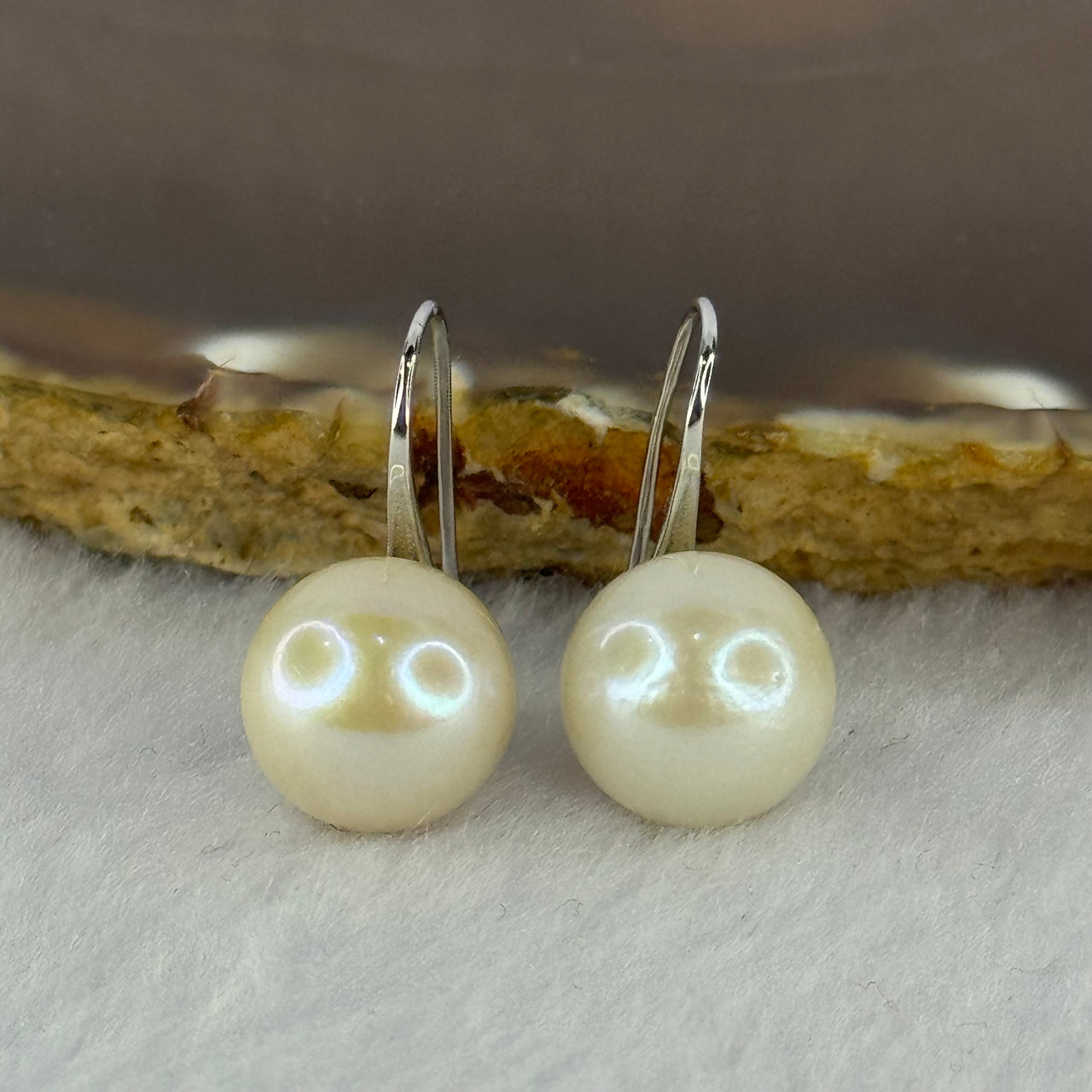 Natural White Pearl S925 Sliver Earrings 4.92g 11.1mm