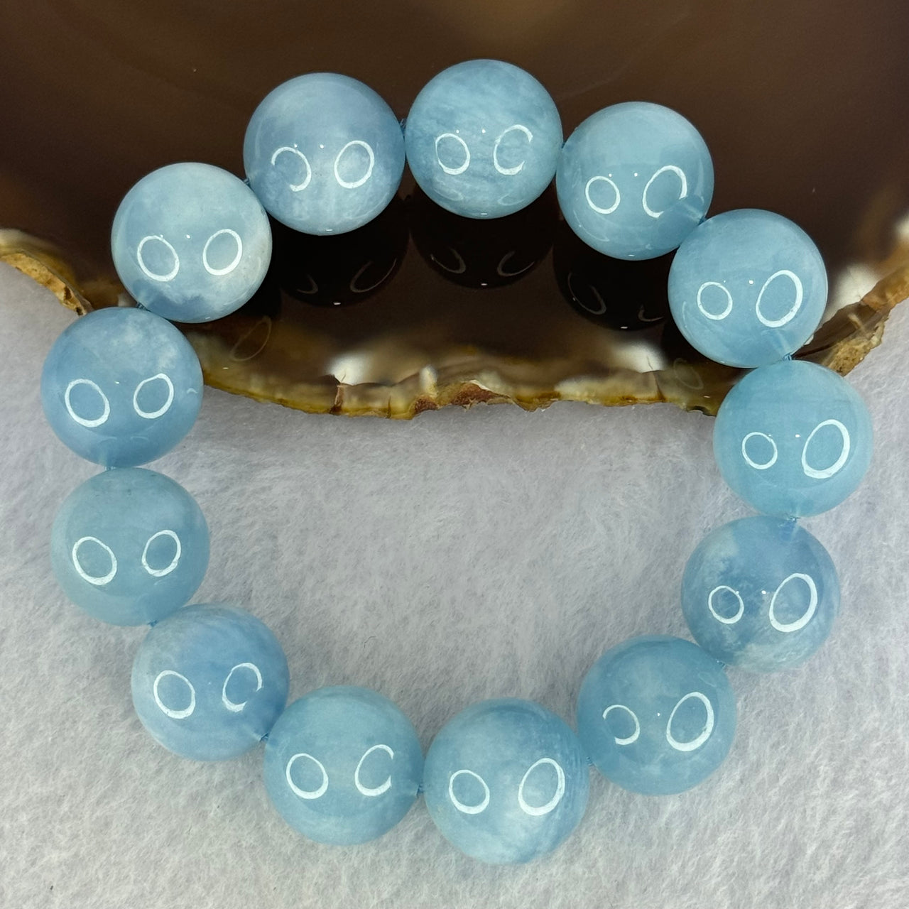 Natural Aquamarine Beads Bracelet 94.72g 19cm 17.7mm 13 Beads