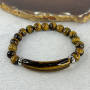 Natural Tiger's Eye Quartz Bracelet 虎眼石手持手链 20.46g 15cm 39.7 by 10.5 by 6.5mm / 8.3mm 17 Beads - Huangs Jadeite and Jewelry Pte Ltd