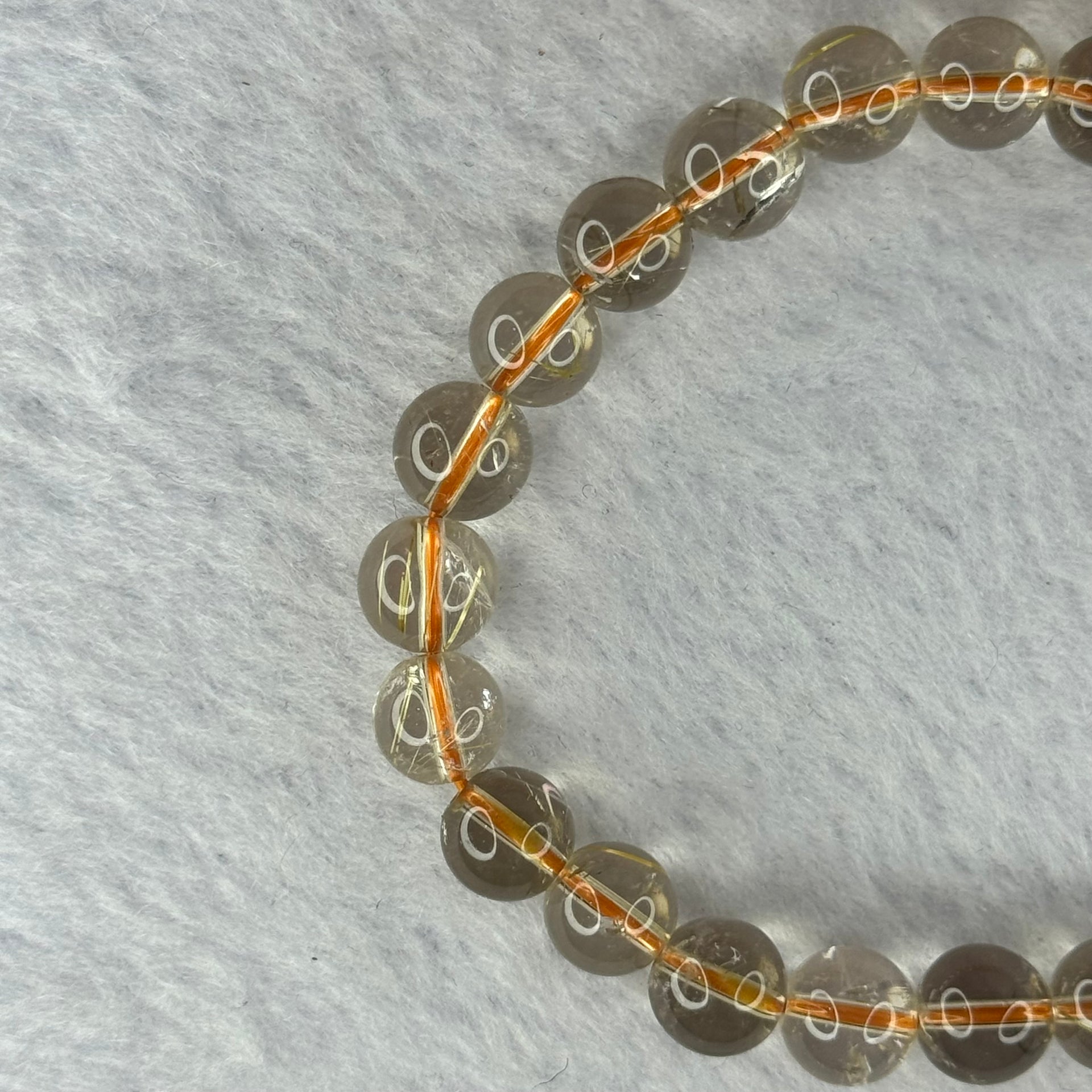 Natural Golden Rutilated Quartz Beads 天然金发水晶手链 15.46g 16cm 7.9mm 25 Beads - Huangs Jadeite and Jewelry Pte Ltd